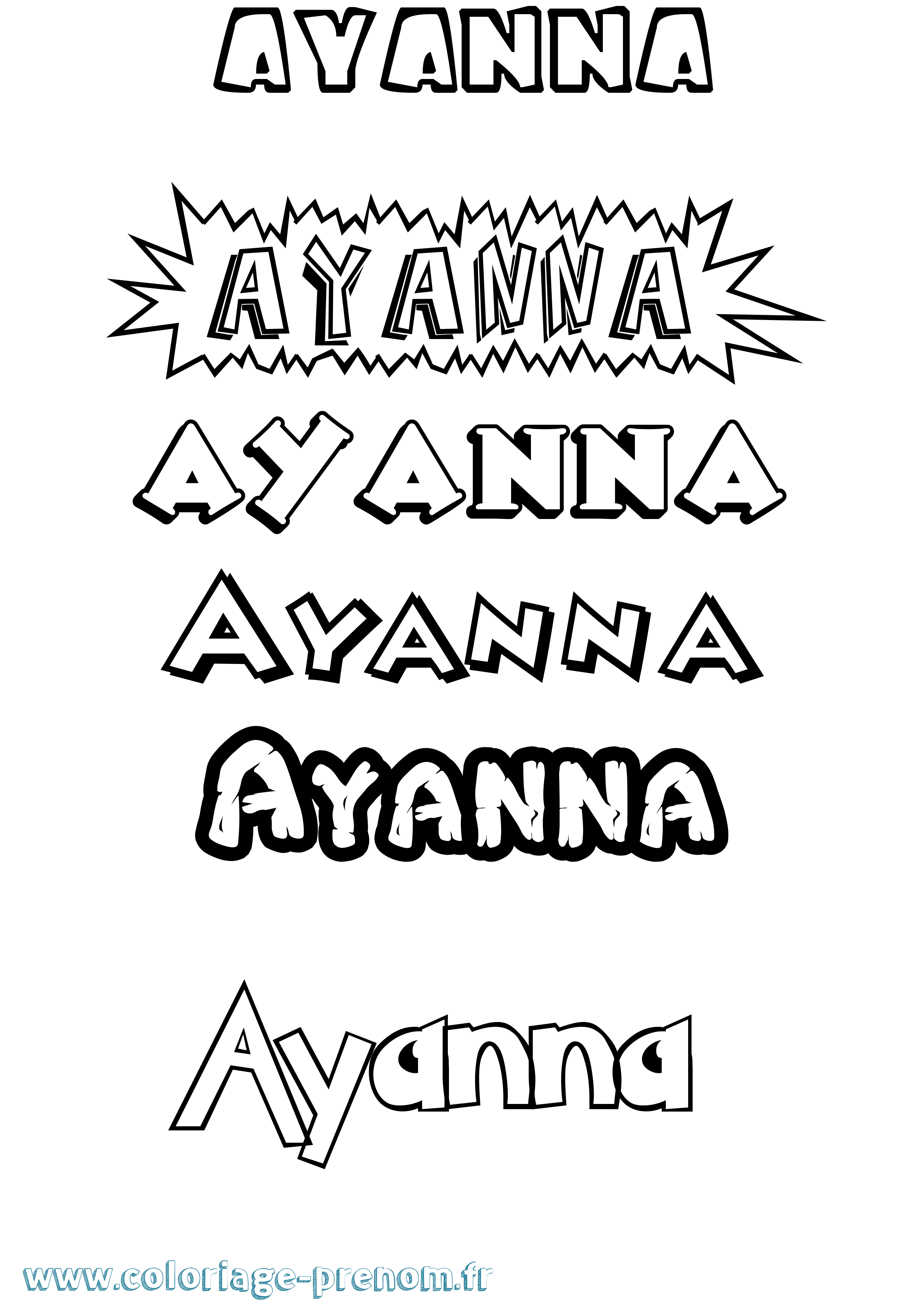 Coloriage Ayanna Dessin Animé Coloriage prénom Ayanna Dessin Animé