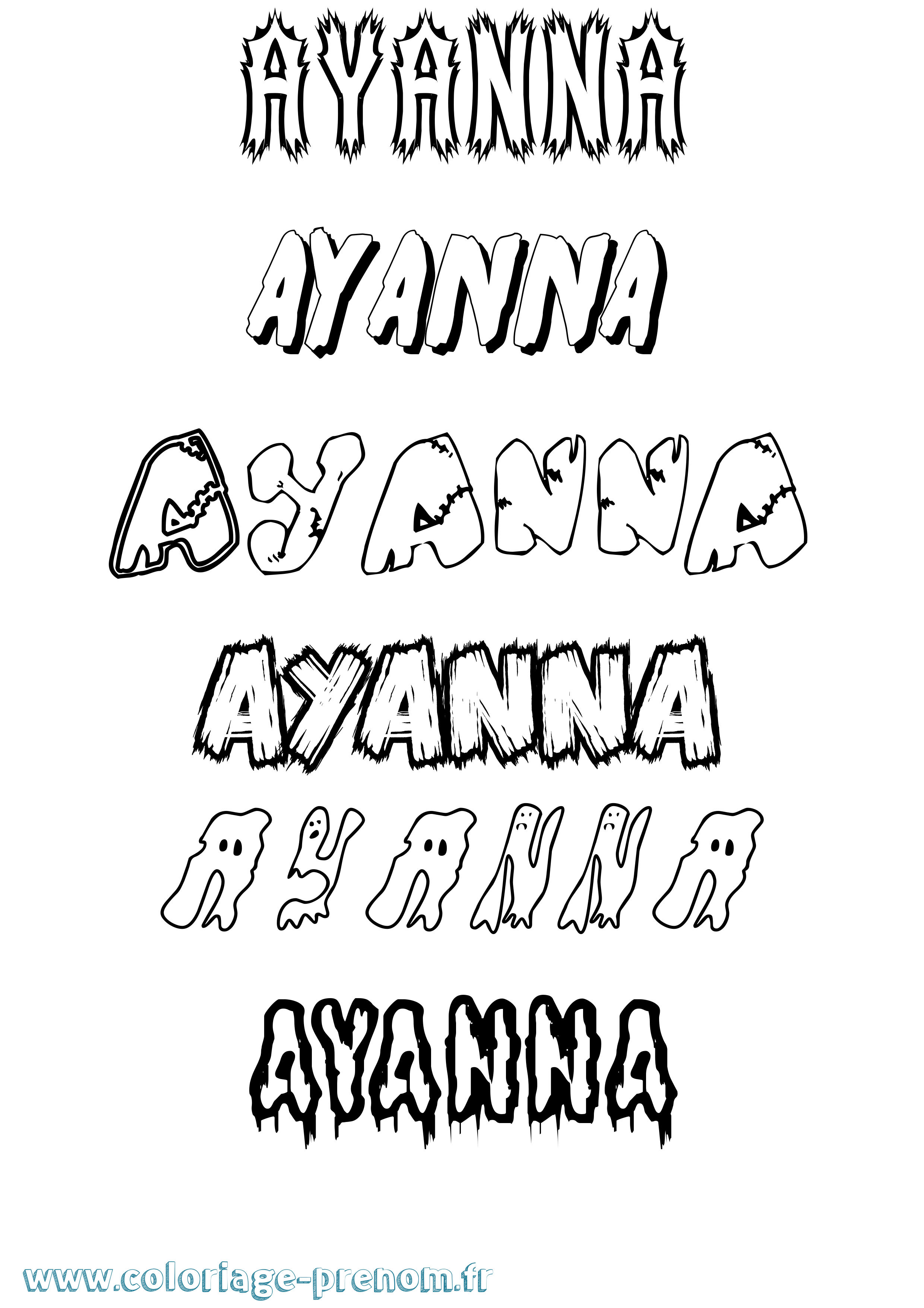 Coloriage Ayanna Frisson Coloriage prénom Ayanna Frisson
