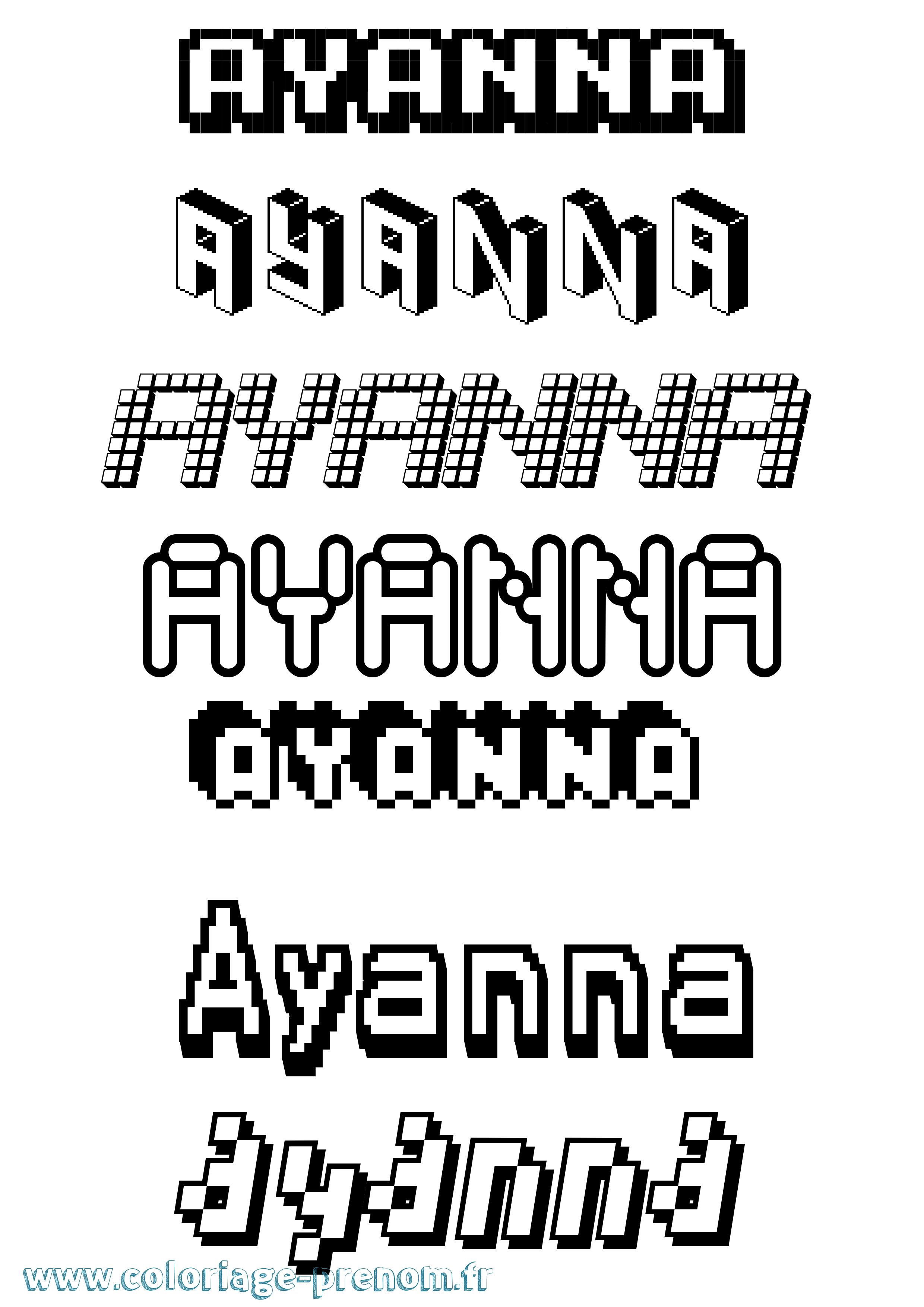 Coloriage Ayanna Pixel Coloriage prénom Ayanna Pixel