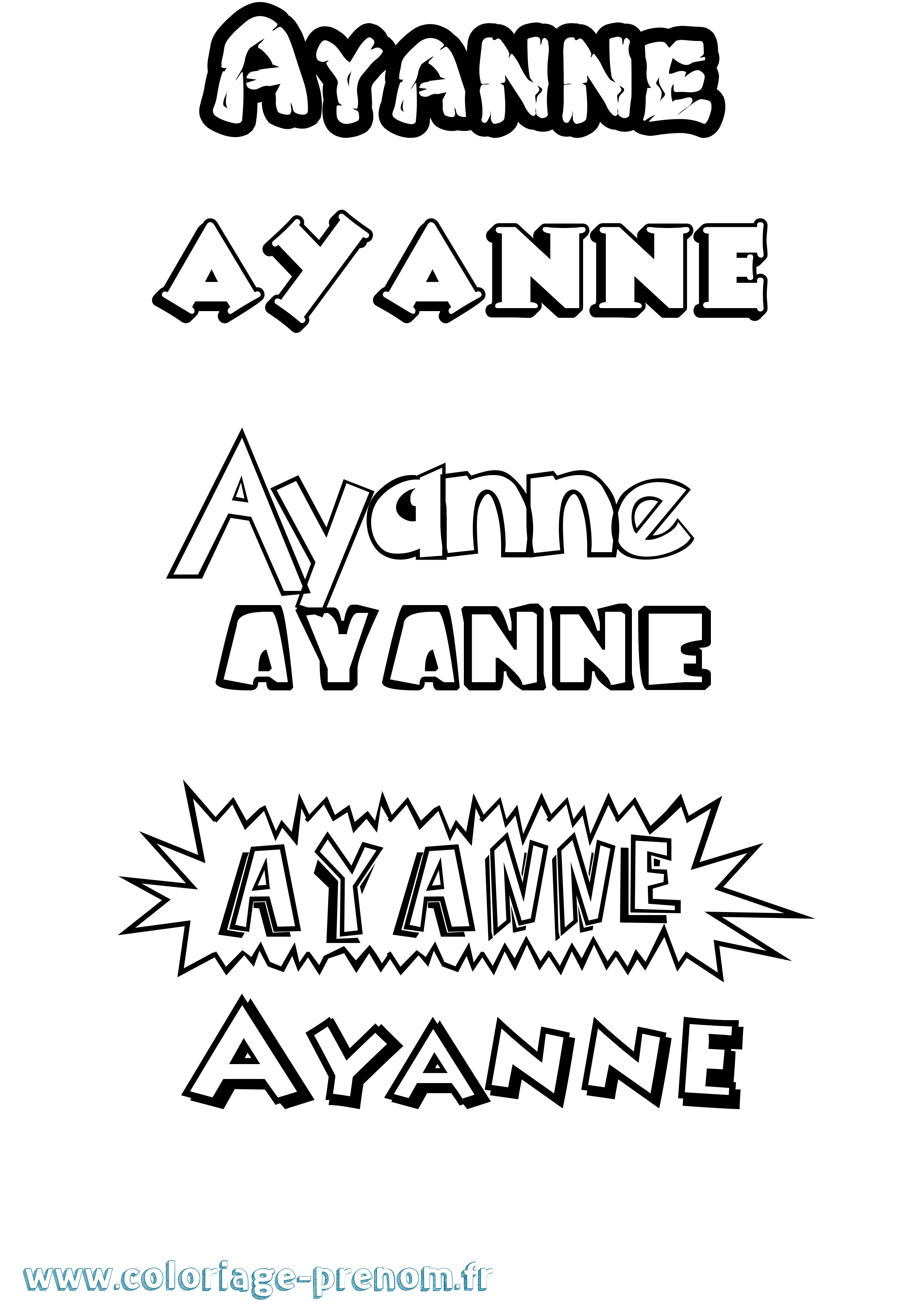 Coloriage Ayanne Dessin Animé Coloriage prénom Ayanne Dessin Animé