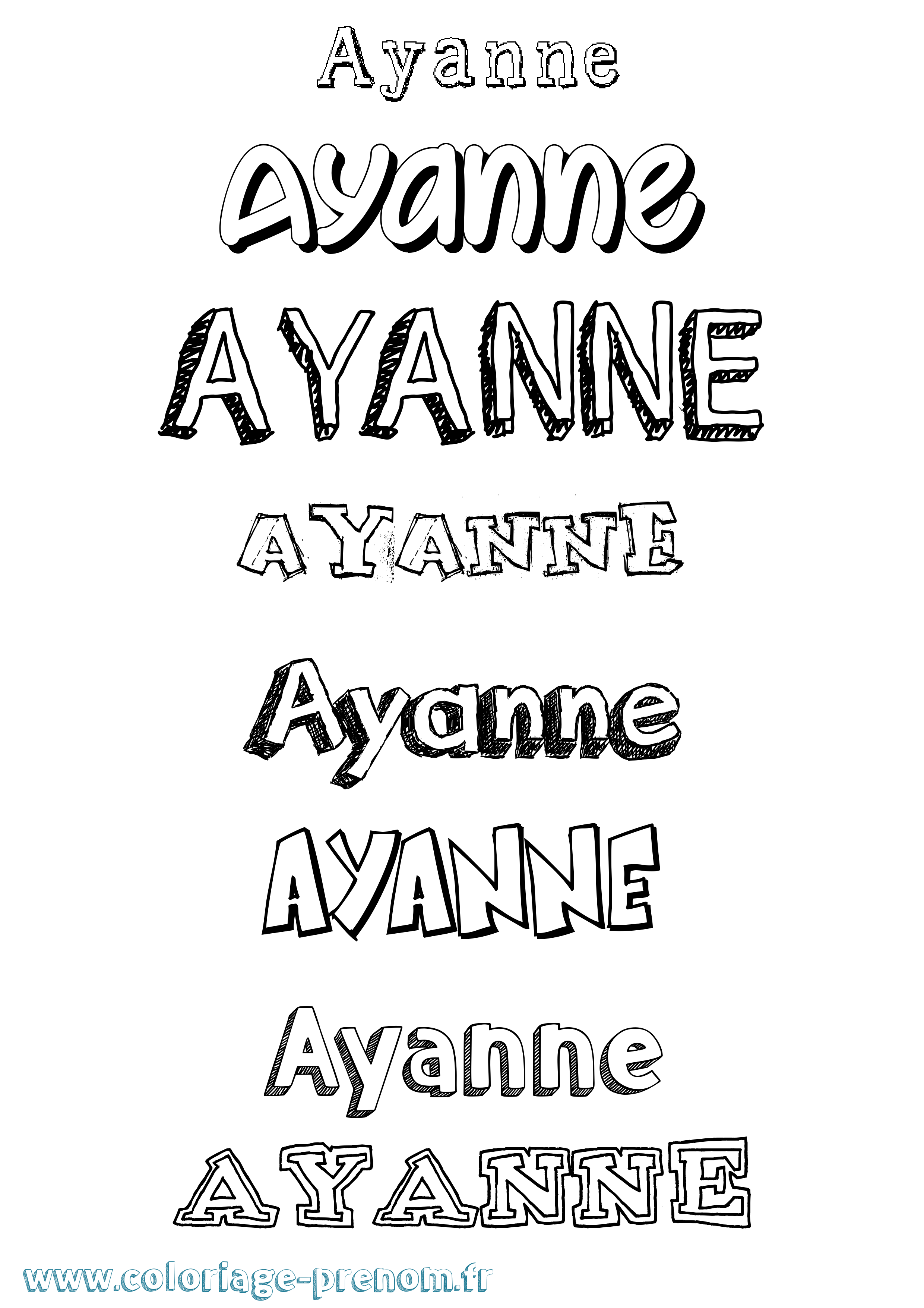 Coloriage Ayanne Dessiné Coloriage prénom Ayanne Dessiné