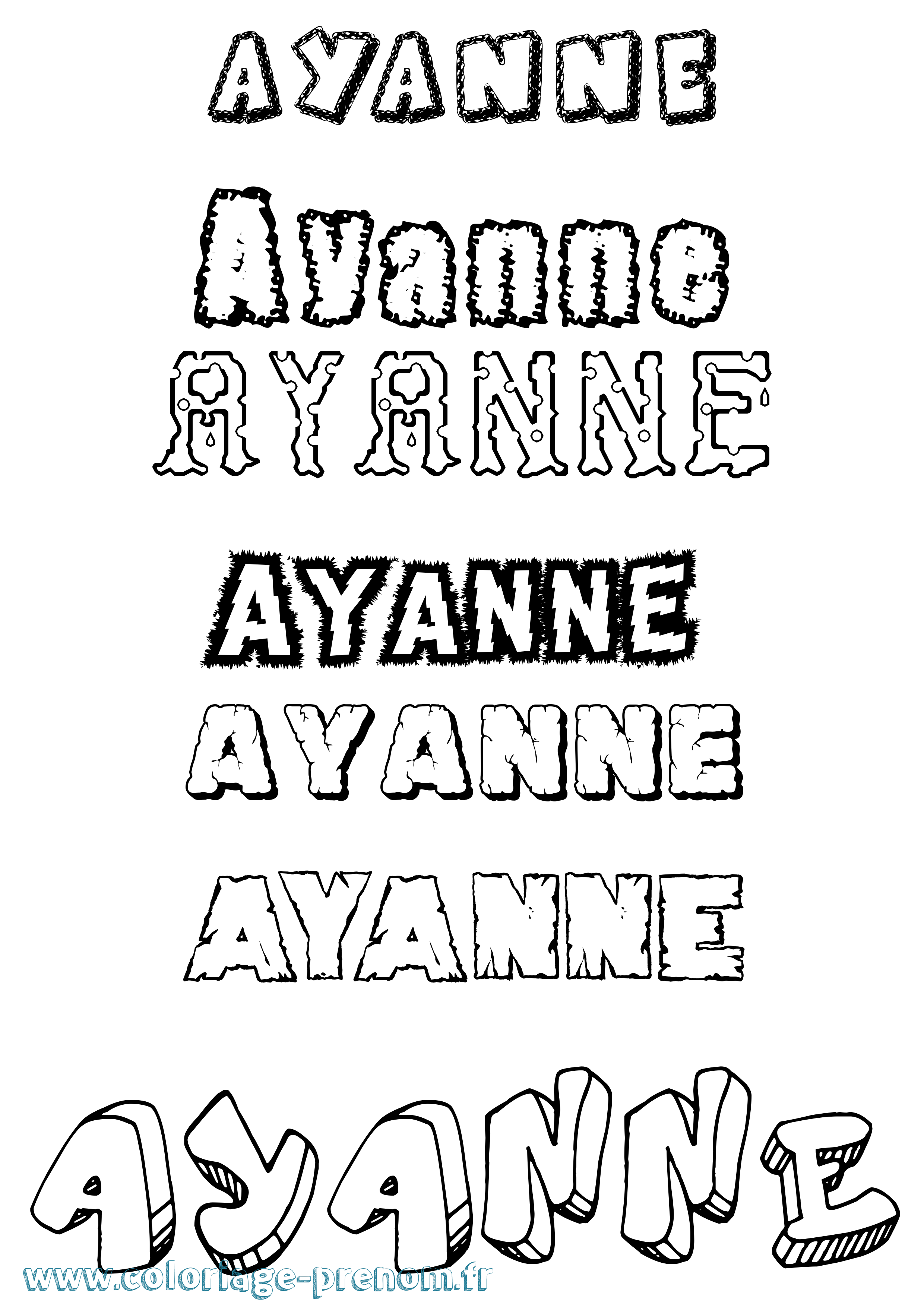 Coloriage Ayanne Destructuré Coloriage prénom Ayanne Destructuré