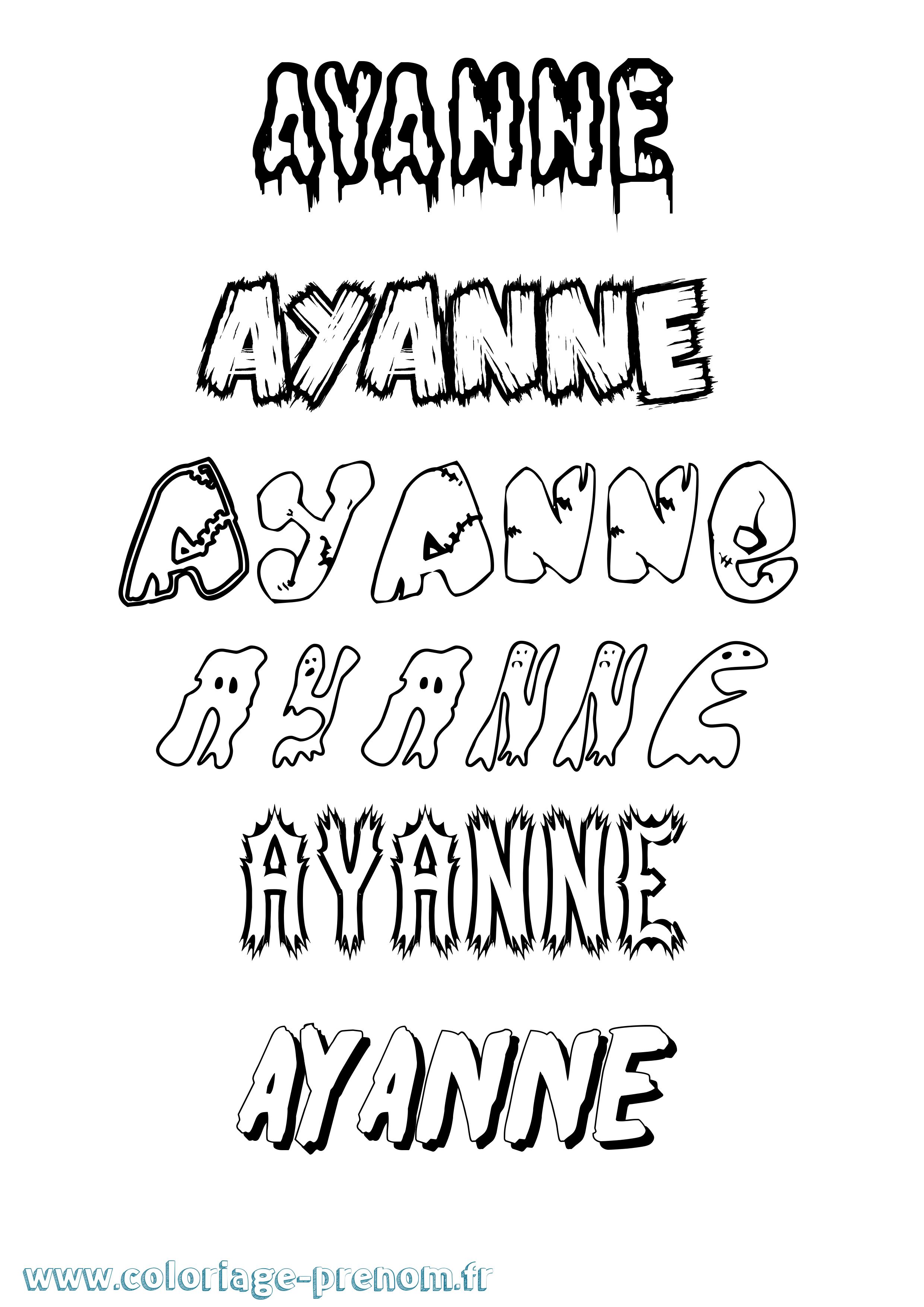 Coloriage Ayanne Frisson Coloriage prénom Ayanne Frisson