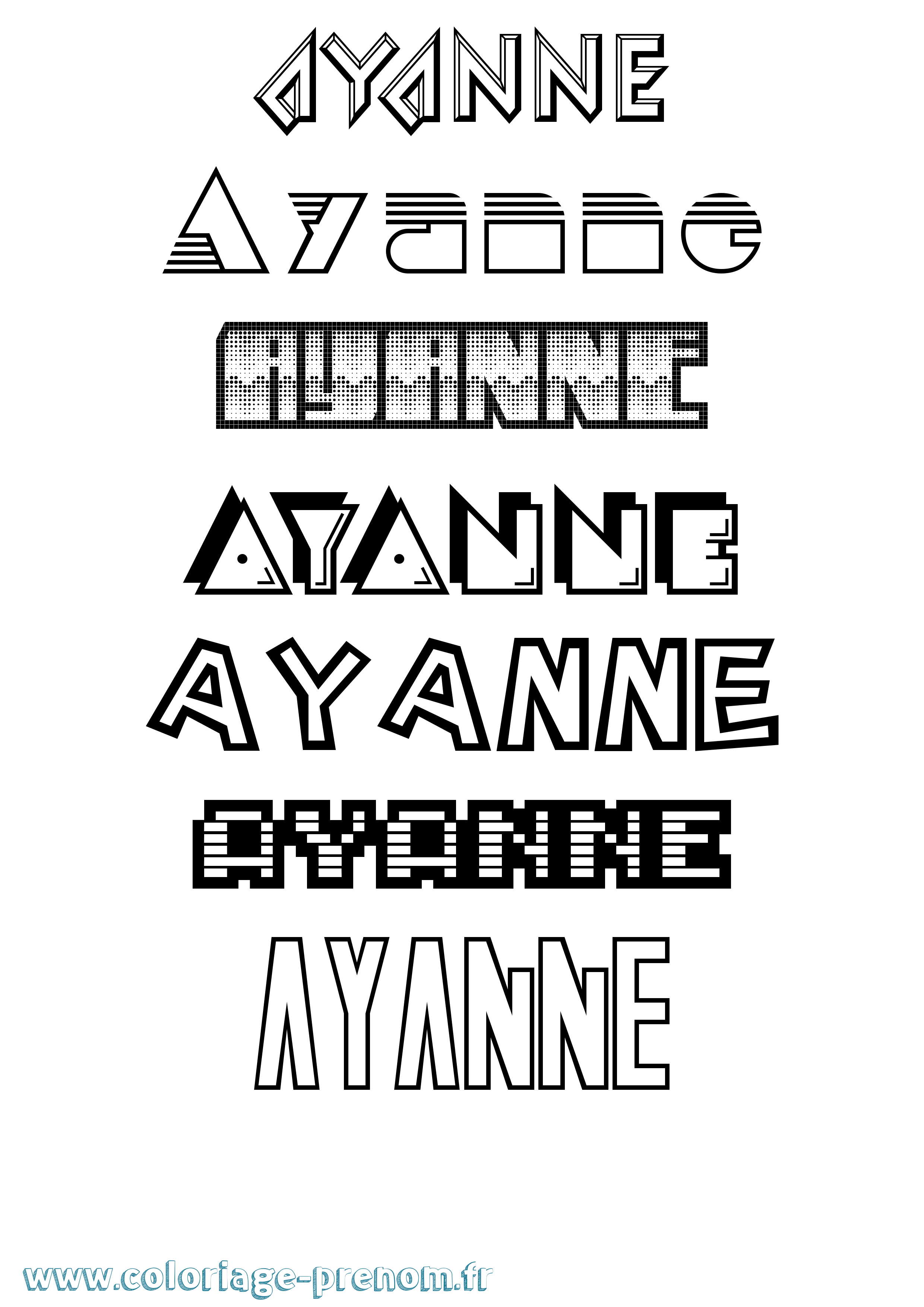 Coloriage Ayanne Jeux Vidéos Coloriage prénom Ayanne Jeux Vidéos