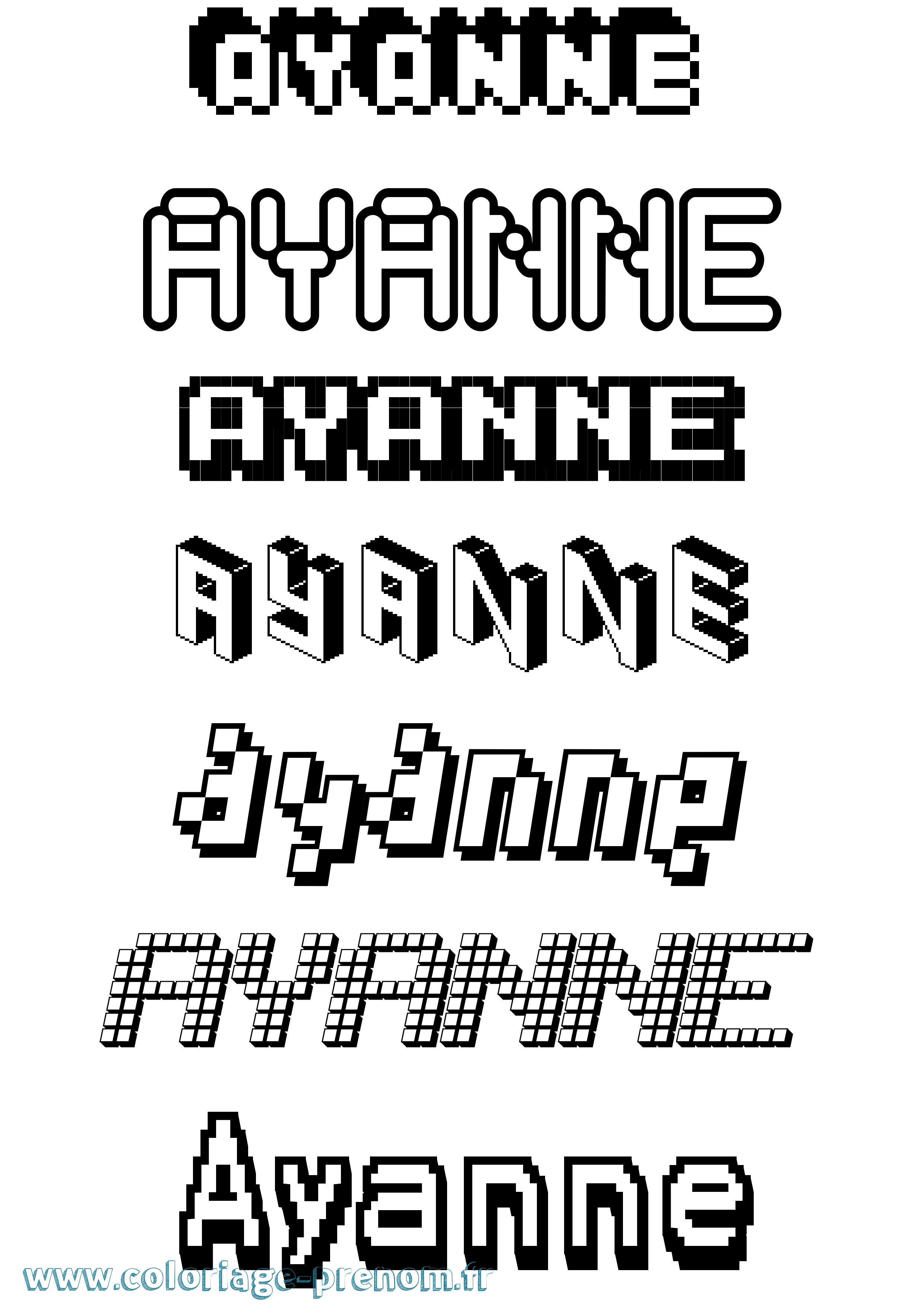 Coloriage Ayanne Pixel Coloriage prénom Ayanne Pixel