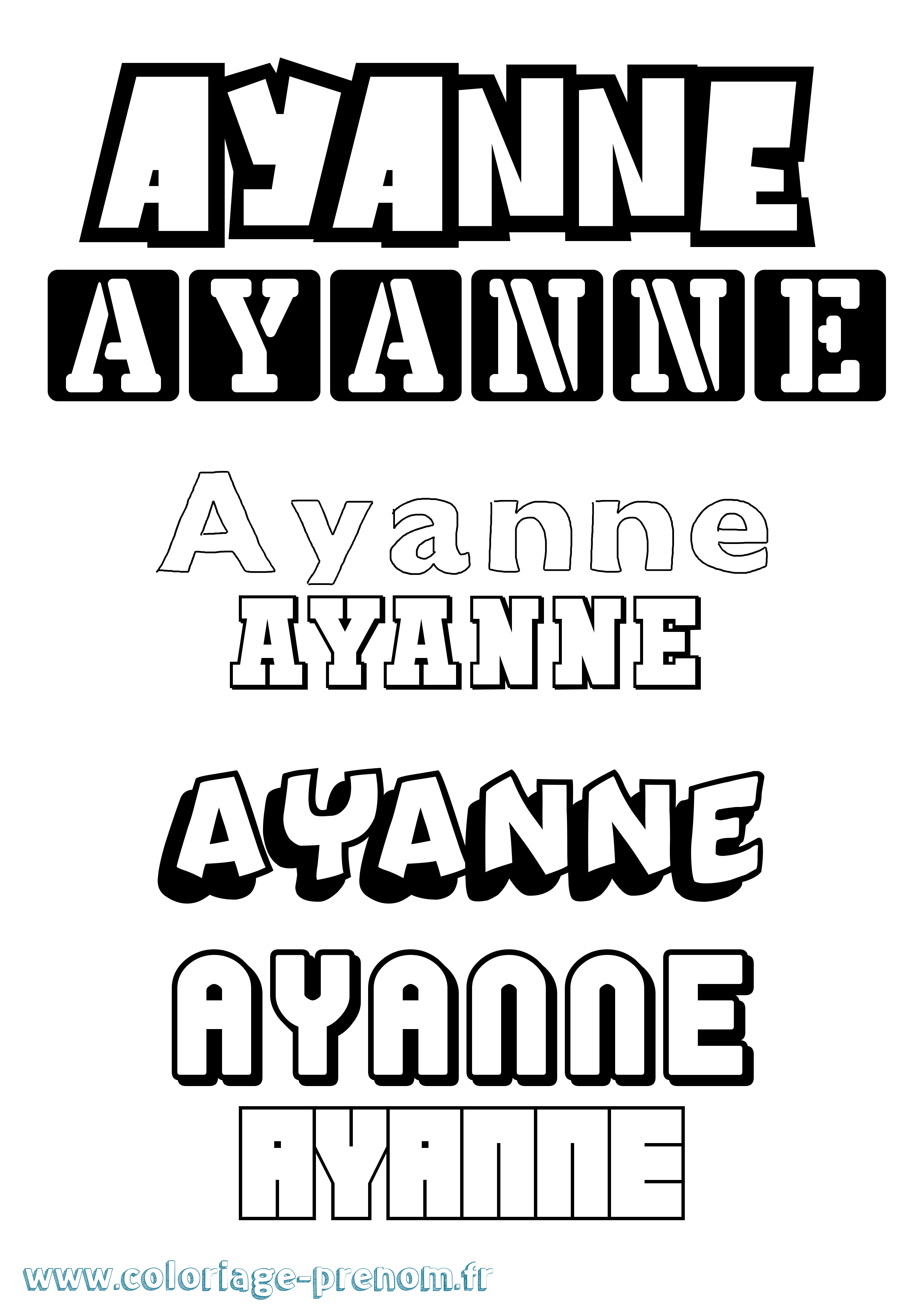 Coloriage Ayanne Simple Coloriage prénom Ayanne Simple