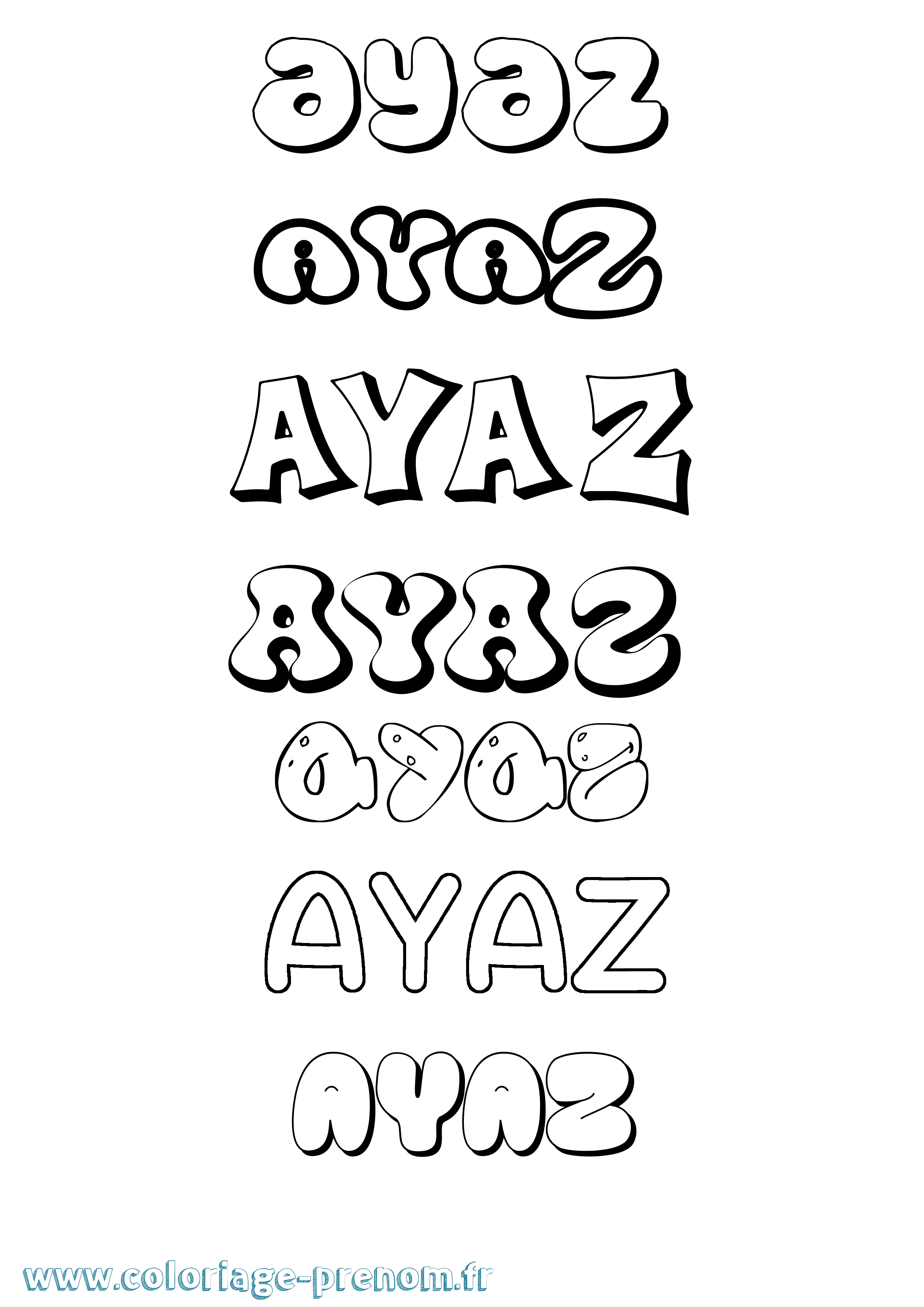Coloriage Ayaz Bubble Coloriage prénom Ayaz Bubble