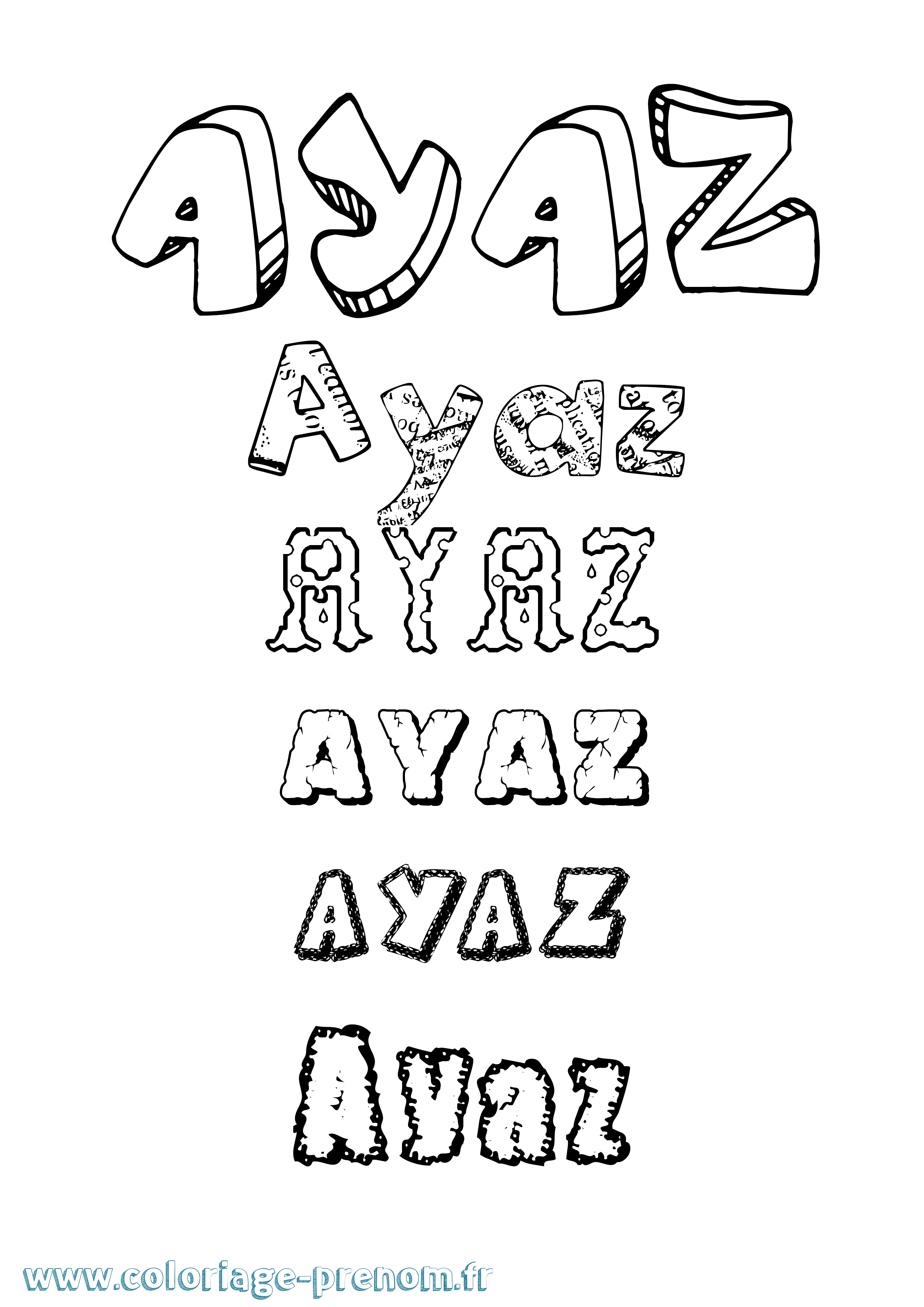 Coloriage Ayaz Destructuré Coloriage prénom Ayaz Destructuré