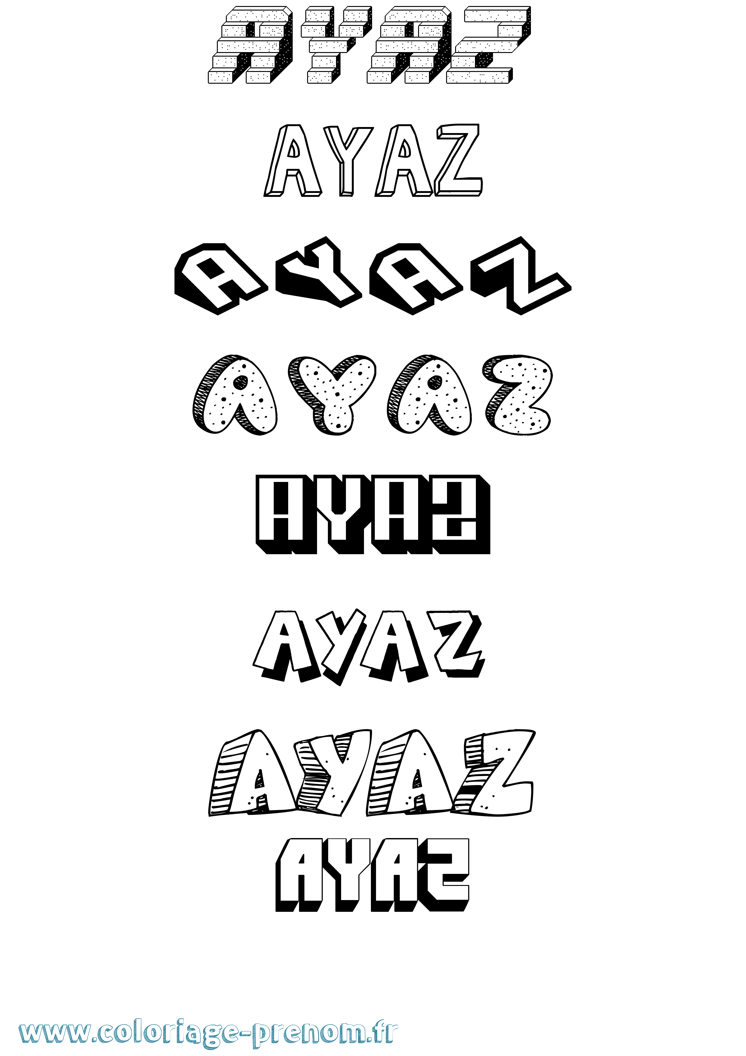 Coloriage Ayaz Effet 3D Coloriage prénom Ayaz Effet 3D