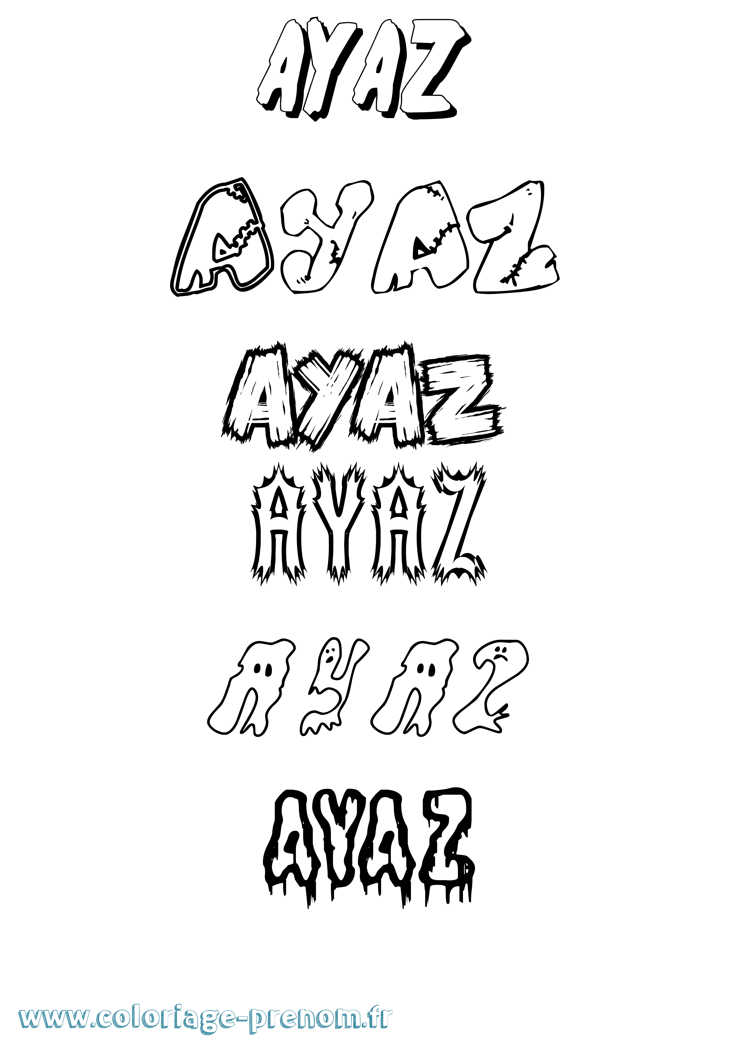 Coloriage Ayaz Frisson Coloriage prénom Ayaz Frisson