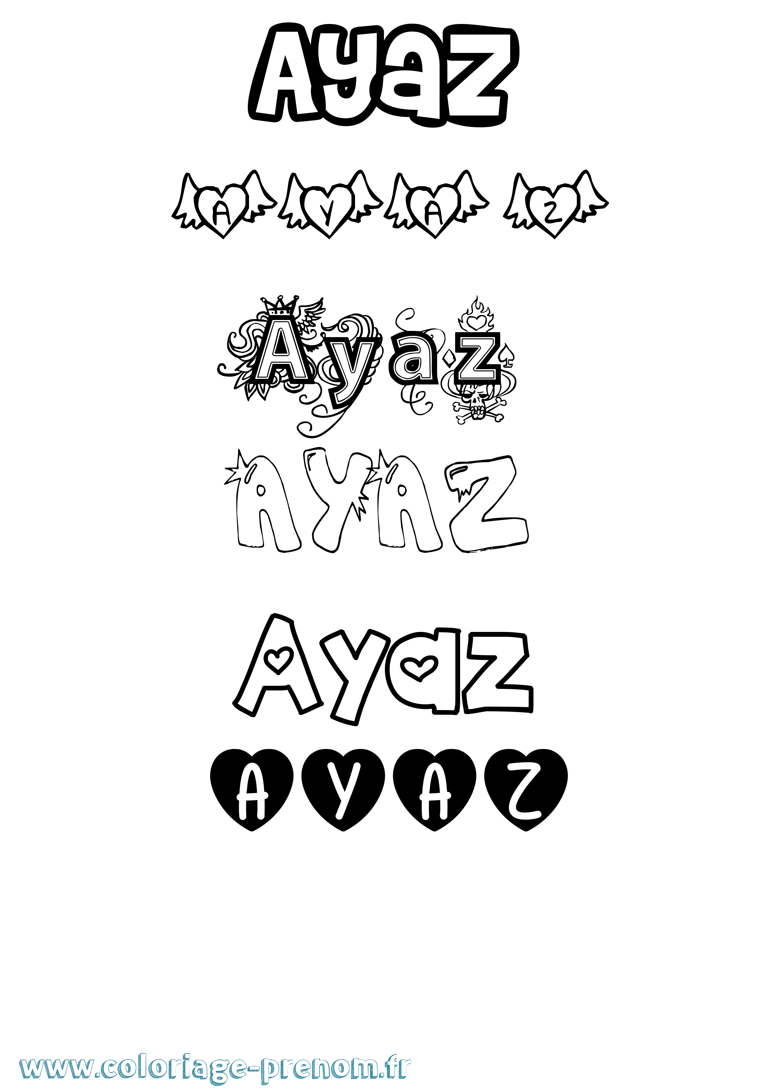Coloriage Ayaz Girly Coloriage prénom Ayaz Girly