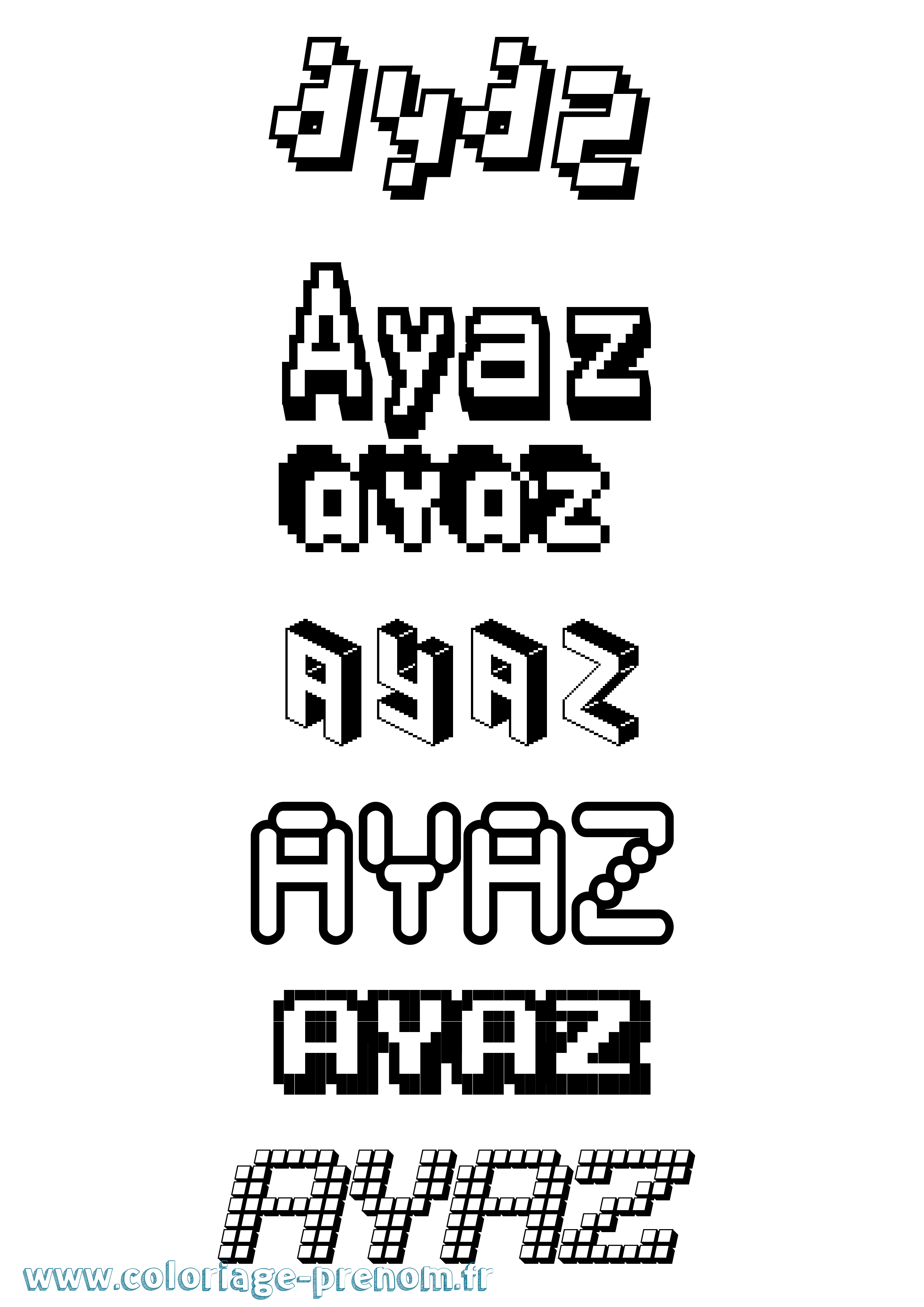 Coloriage Ayaz Pixel Coloriage prénom Ayaz Pixel