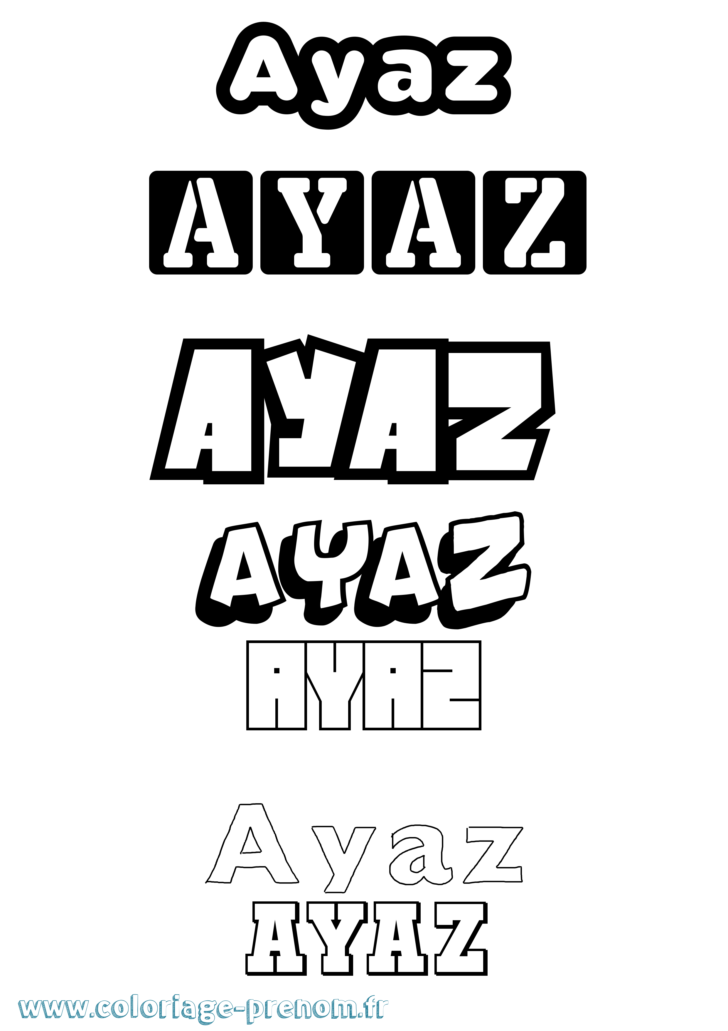 Coloriage Ayaz Simple Coloriage prénom Ayaz Simple