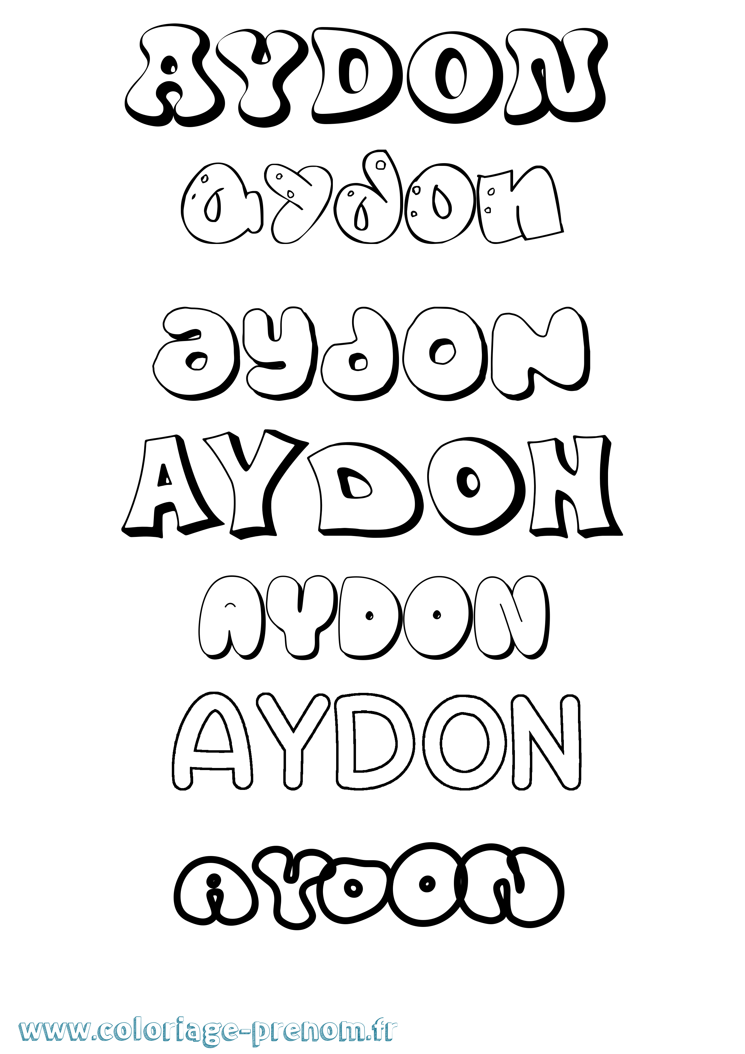 Coloriage Aydon Bubble Coloriage prénom Aydon Bubble
