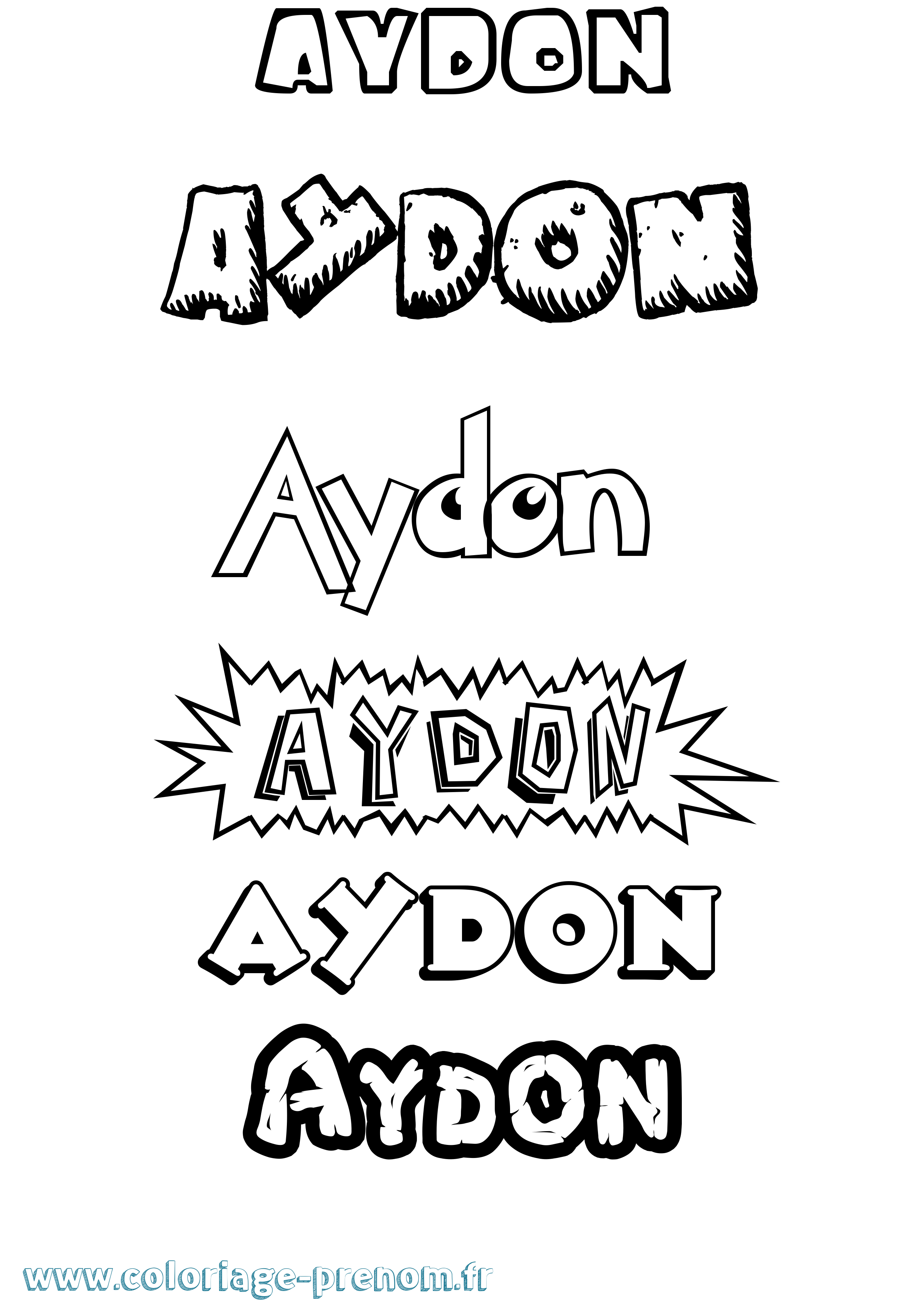 Coloriage Aydon Dessin Animé Coloriage prénom Aydon Dessin Animé