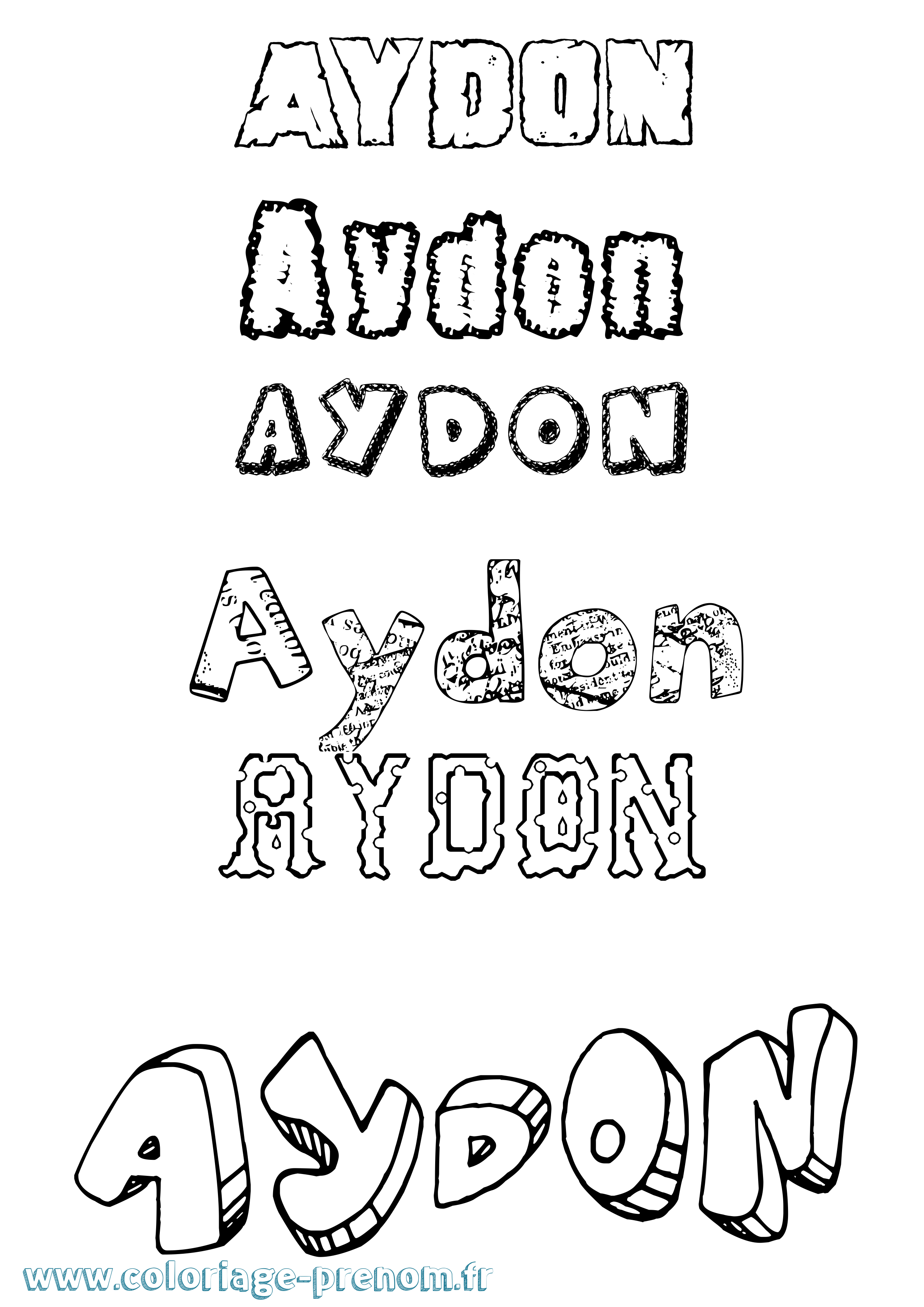 Coloriage Aydon Destructuré Coloriage prénom Aydon Destructuré