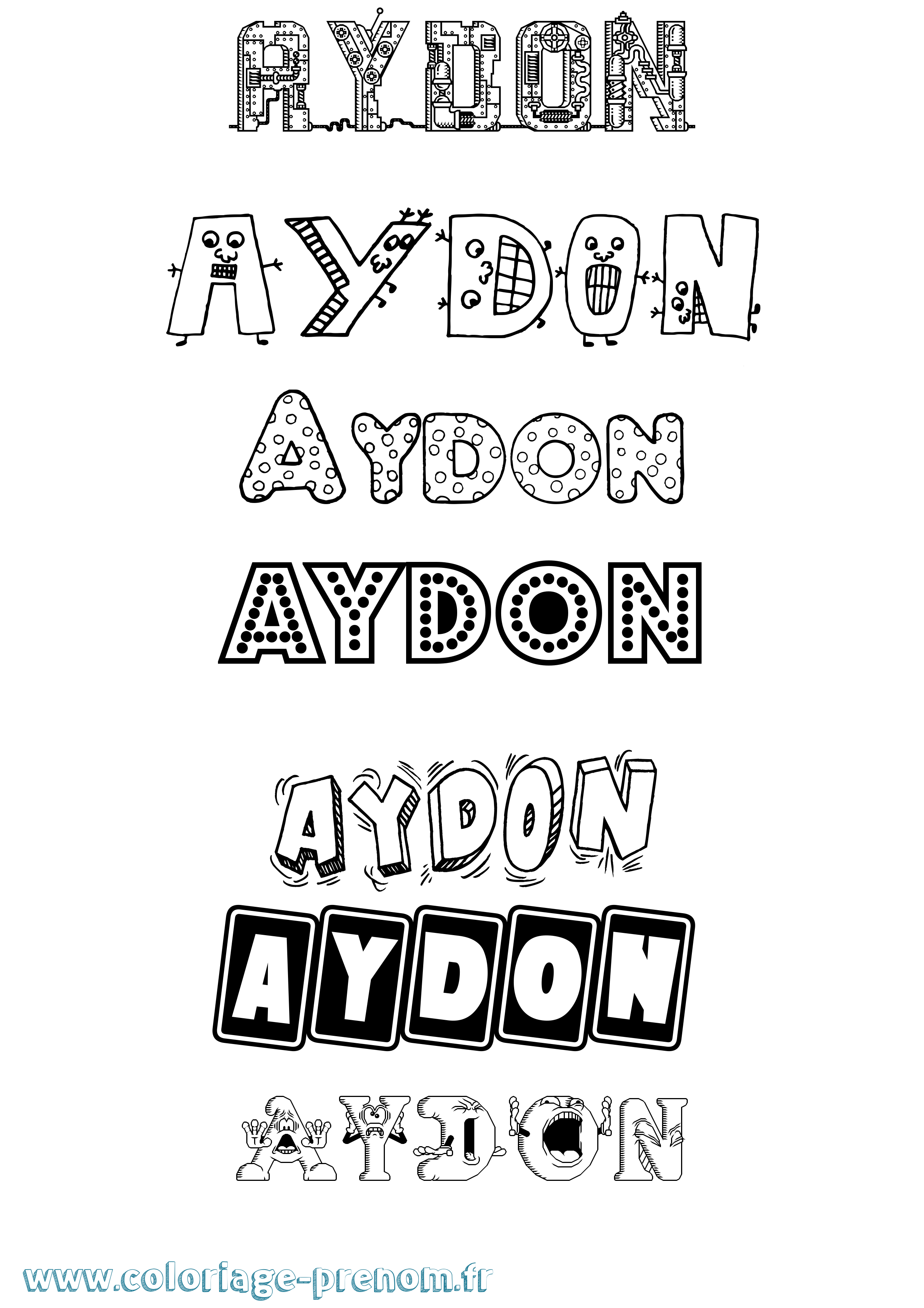 Coloriage Aydon Fun Coloriage prénom Aydon Fun