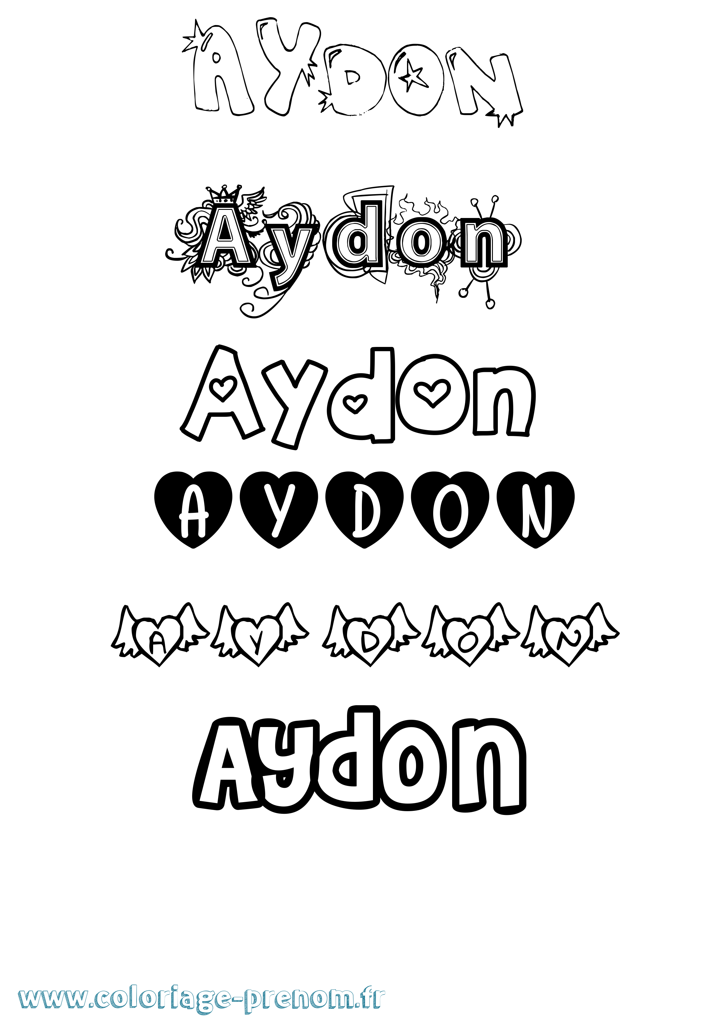 Coloriage Aydon Girly Coloriage prénom Aydon Girly