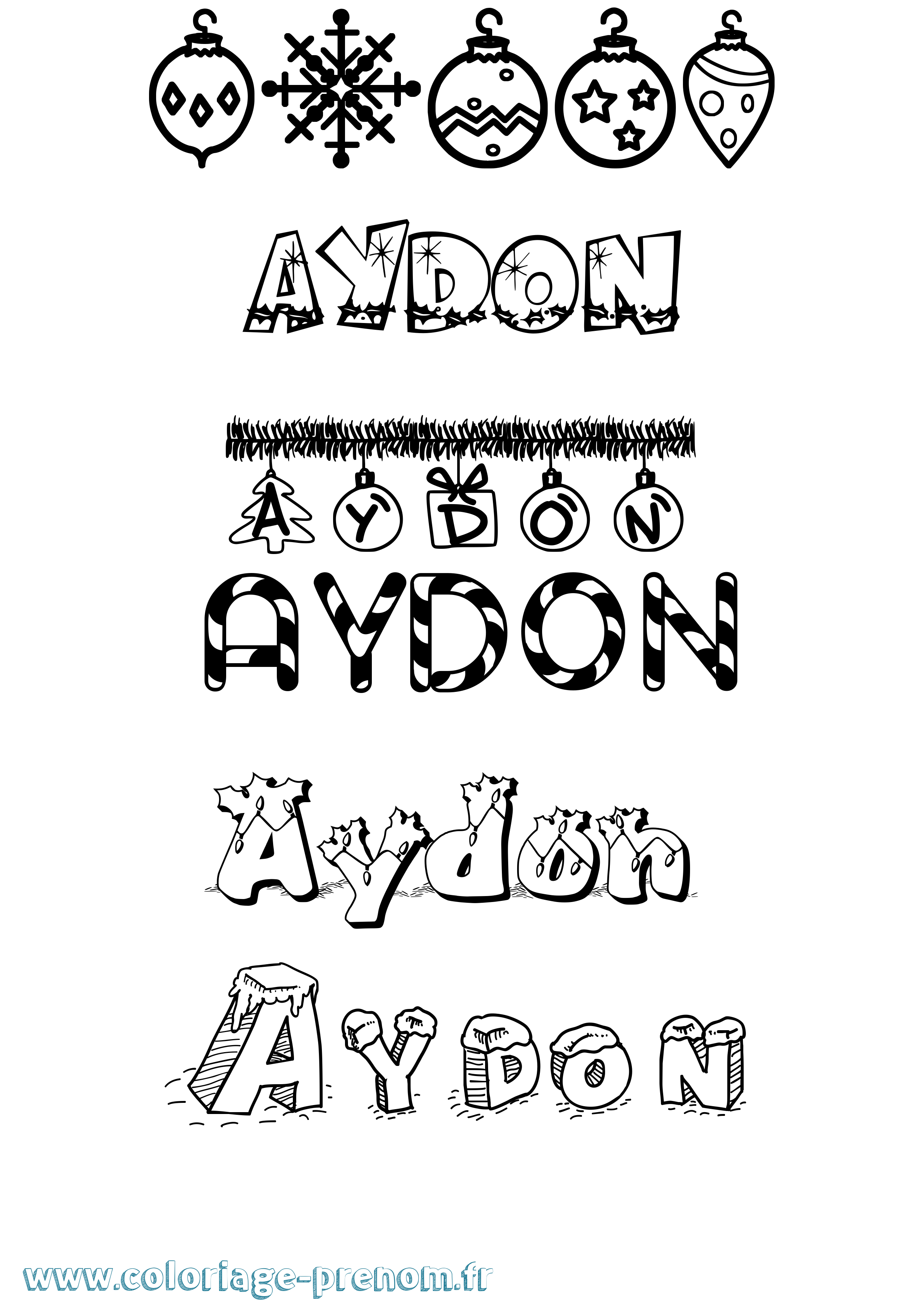 Coloriage Aydon Noël Coloriage prénom Aydon Noël
