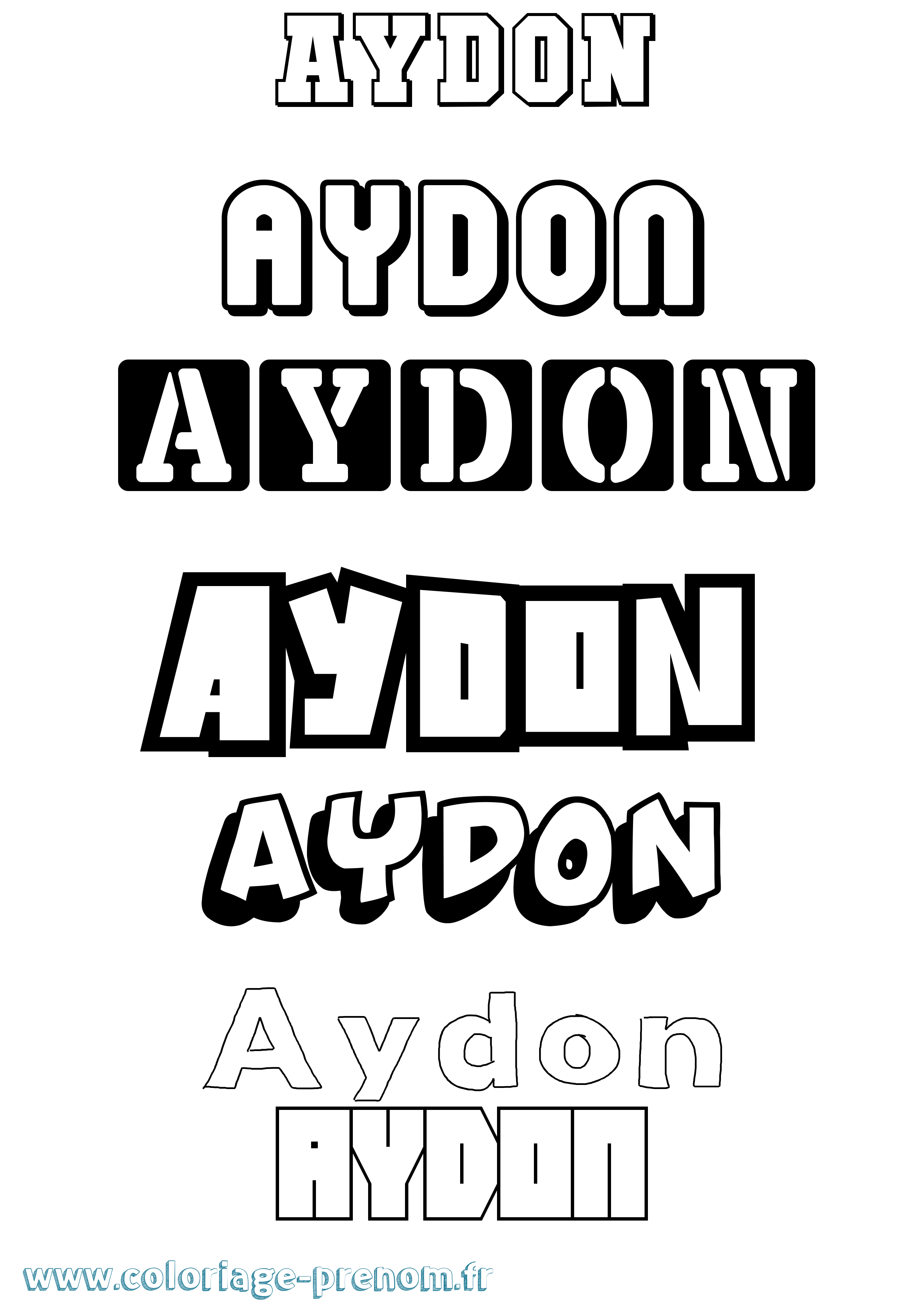 Coloriage Aydon Simple Coloriage prénom Aydon Simple