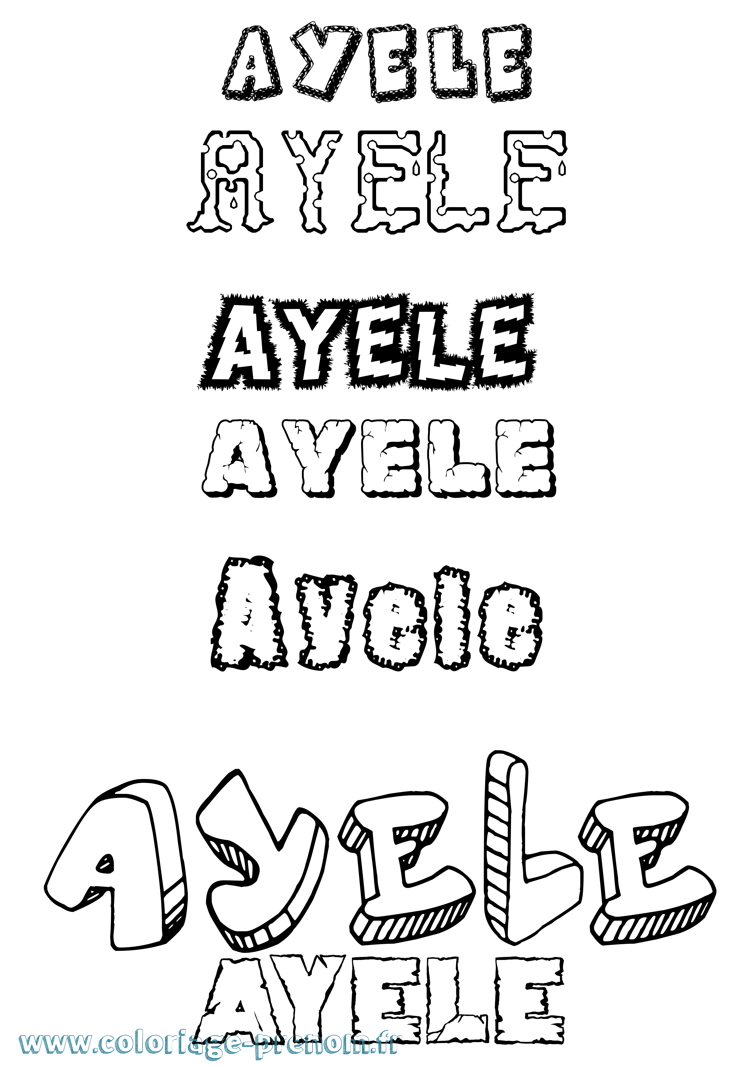 Coloriage Ayele Destructuré Coloriage prénom Ayele Destructuré