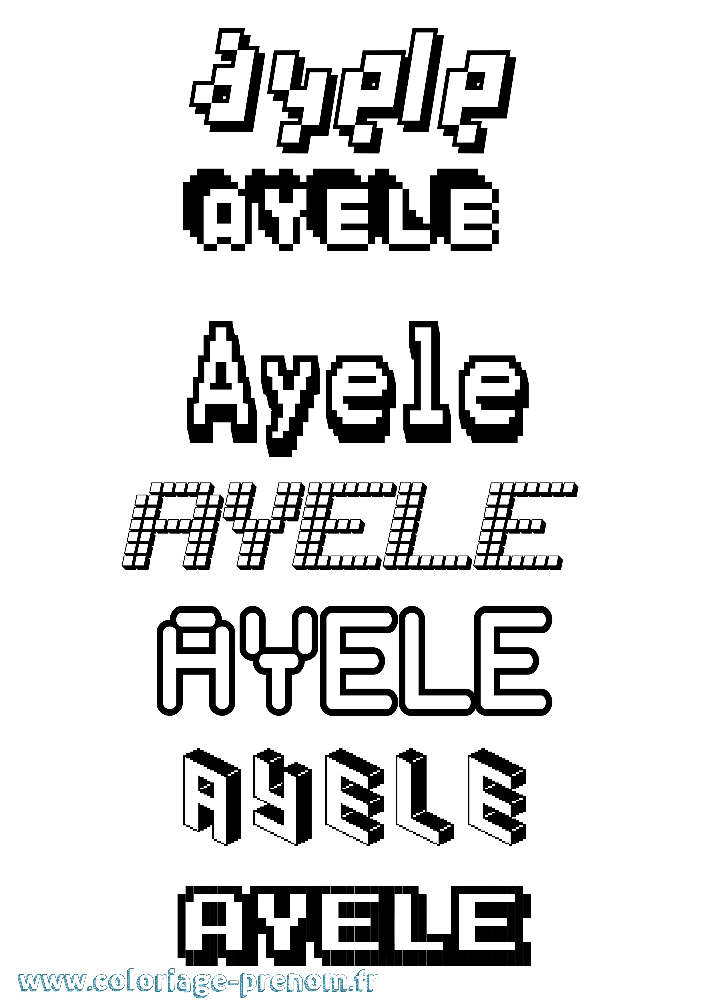 Coloriage Ayele Pixel Coloriage prénom Ayele Pixel