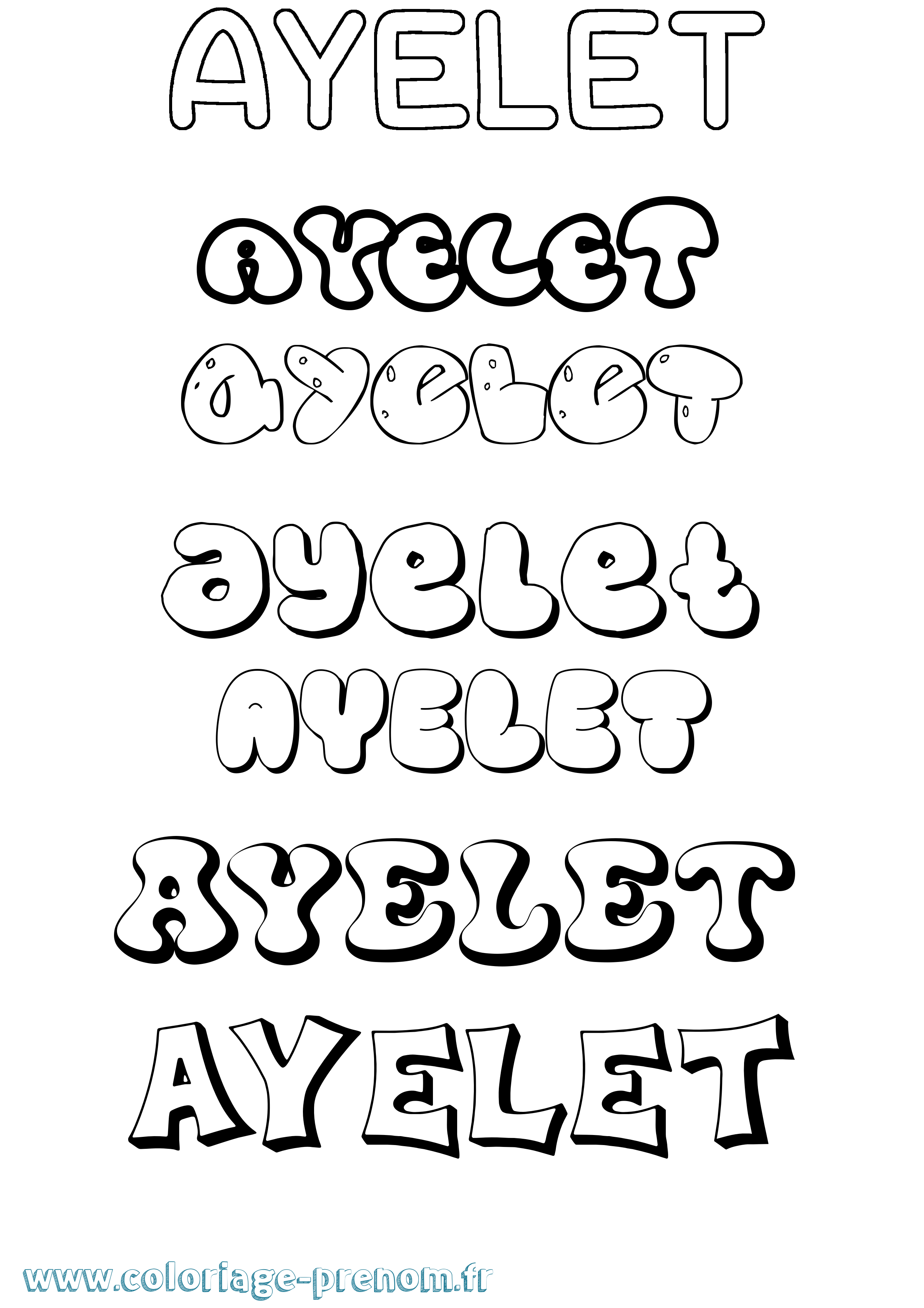 Coloriage Ayelet Bubble Coloriage prénom Ayelet Bubble