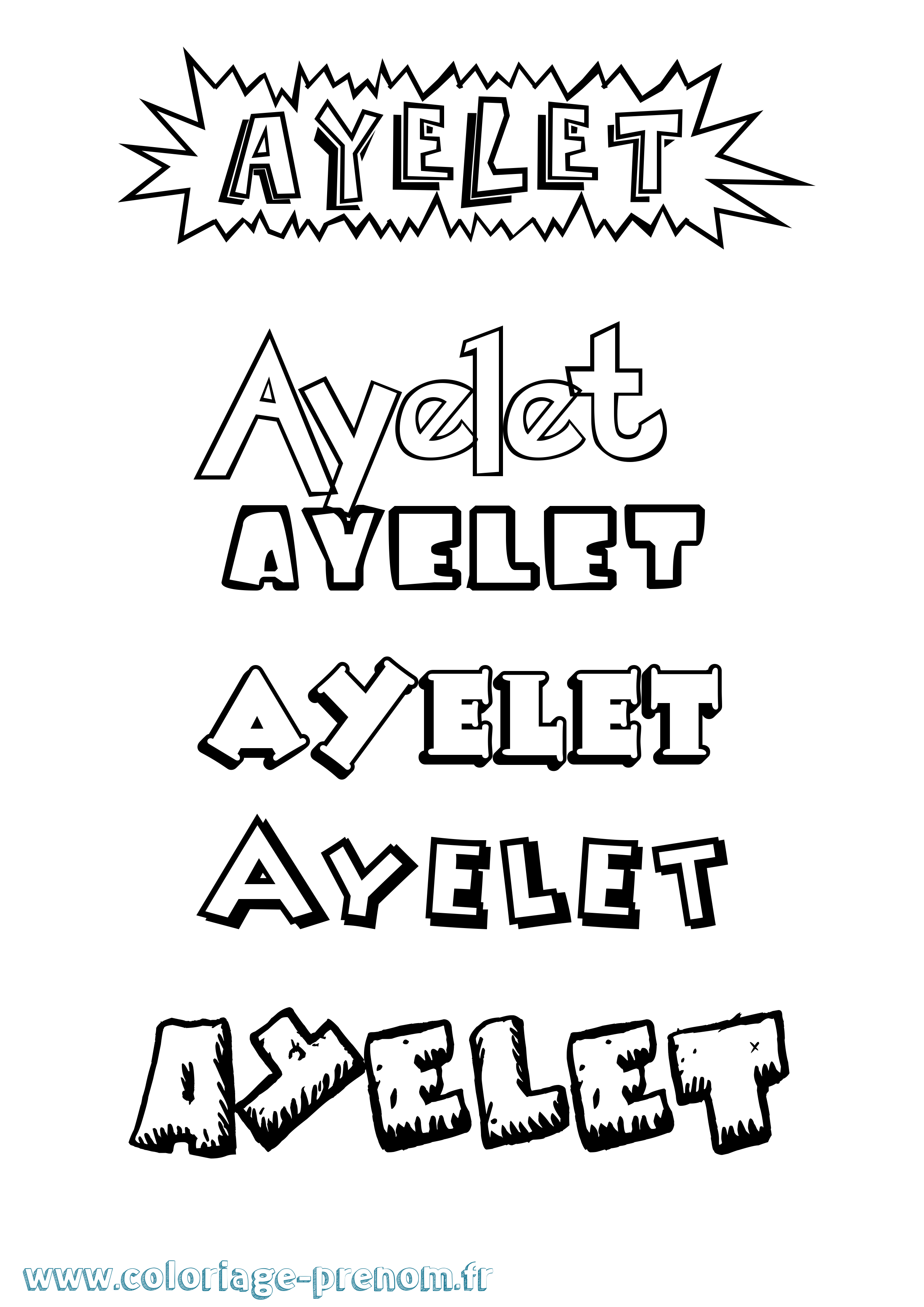 Coloriage Ayelet Dessin Animé Coloriage prénom Ayelet Dessin Animé