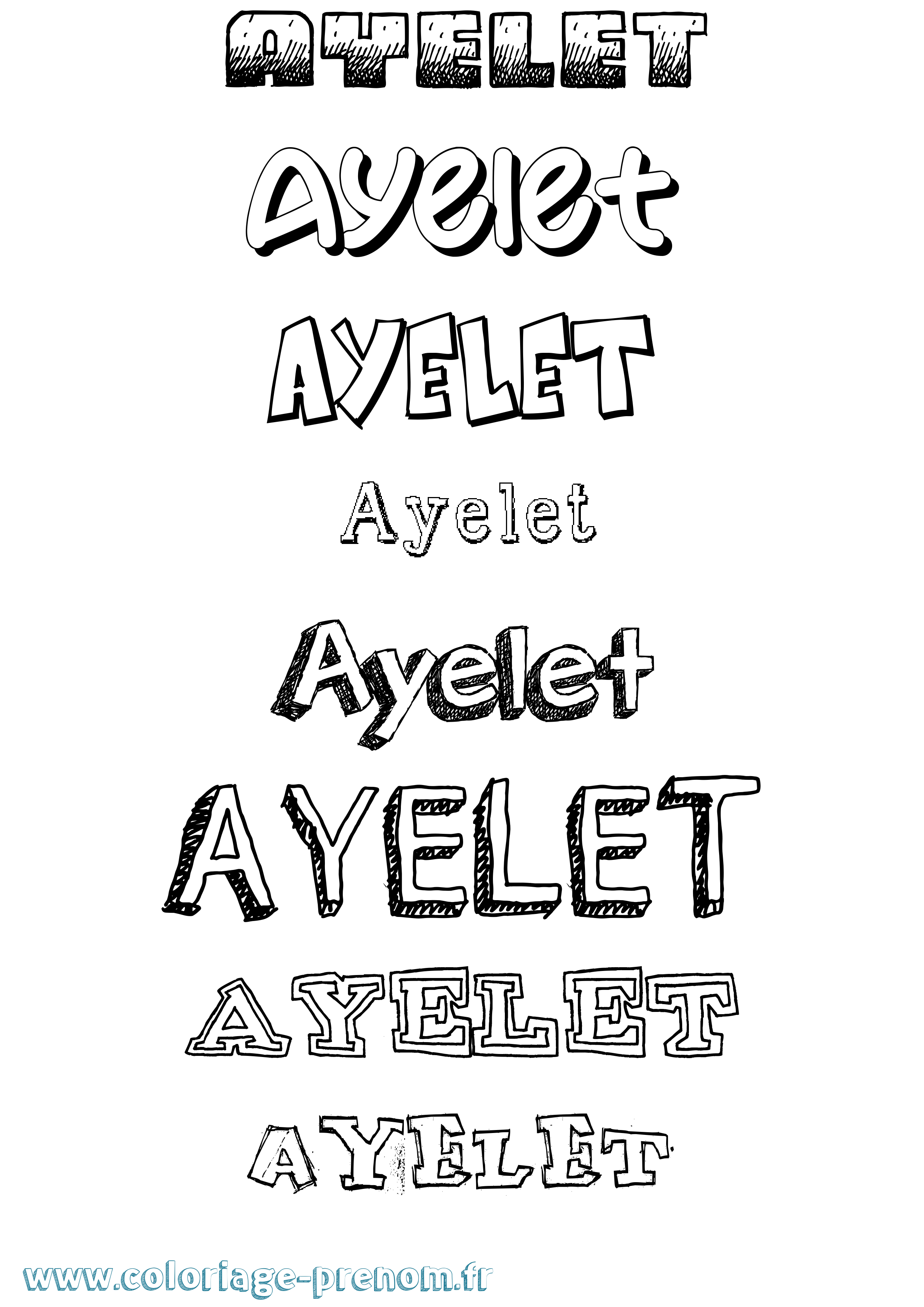 Coloriage Ayelet Dessiné Coloriage prénom Ayelet Dessiné