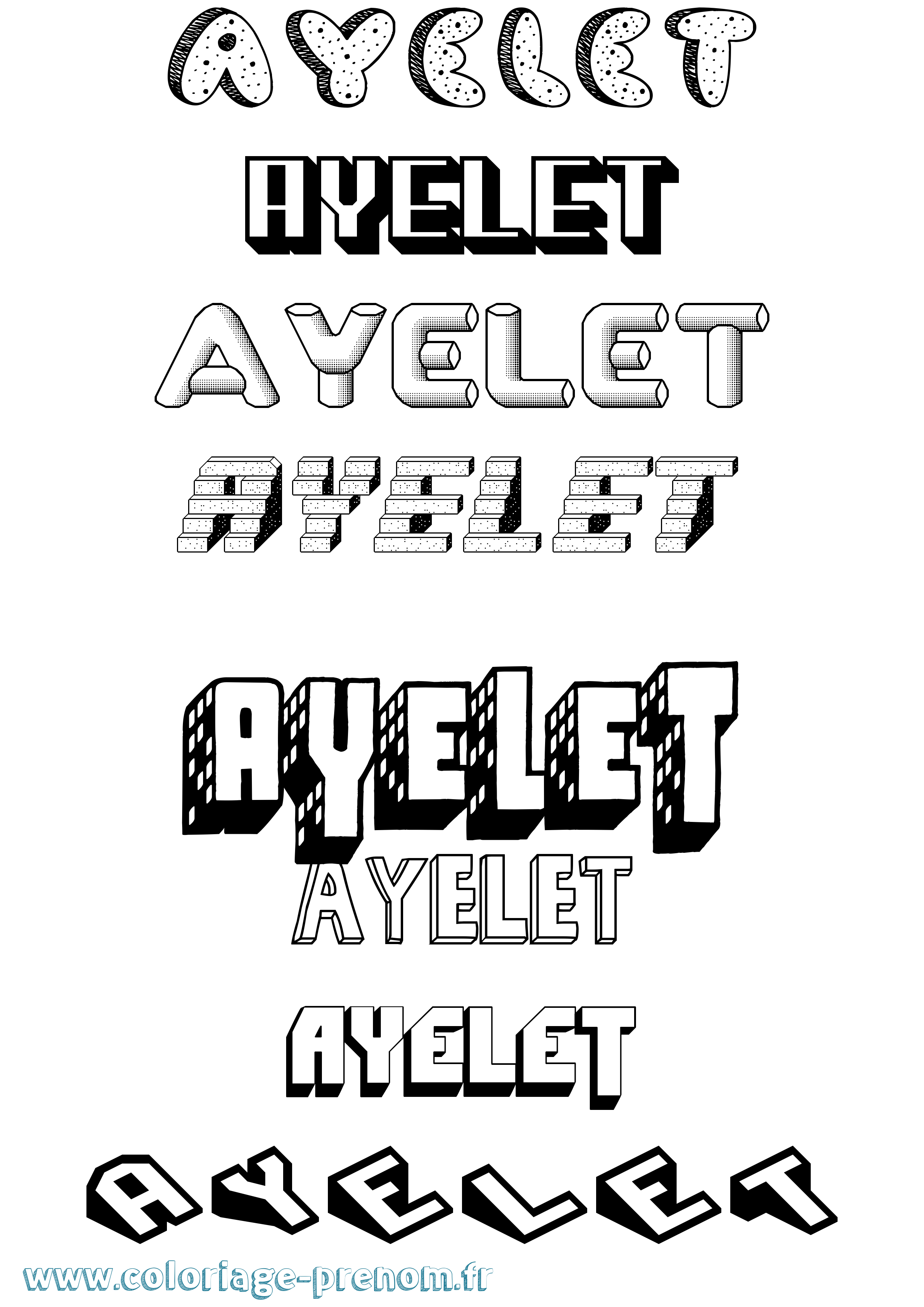 Coloriage Ayelet Effet 3D Coloriage prénom Ayelet Effet 3D