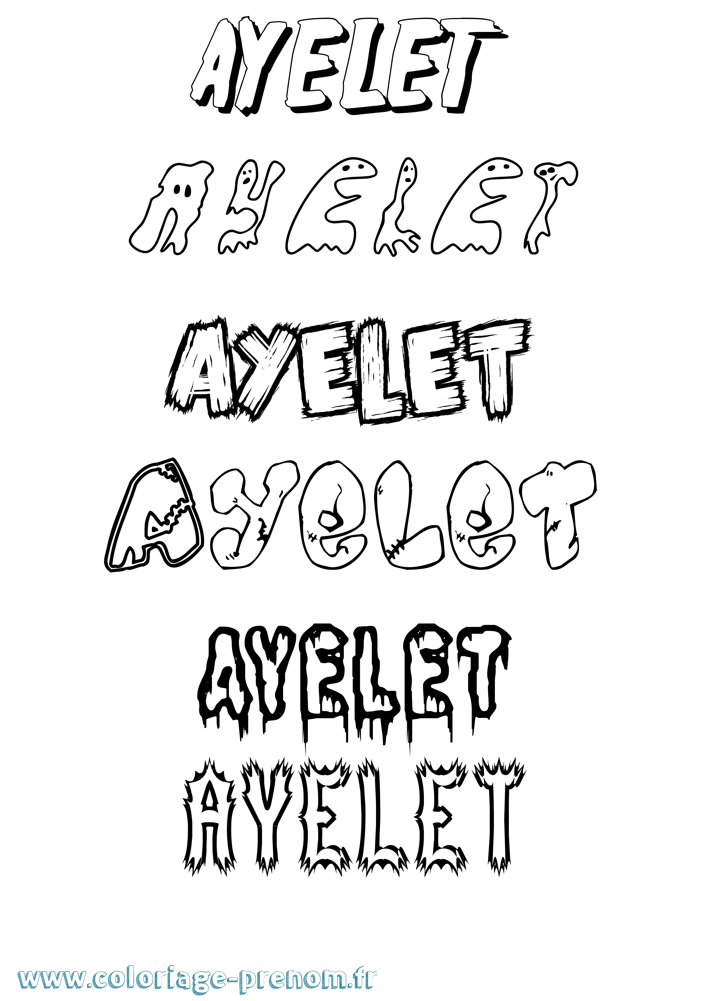 Coloriage Ayelet Frisson Coloriage prénom Ayelet Frisson