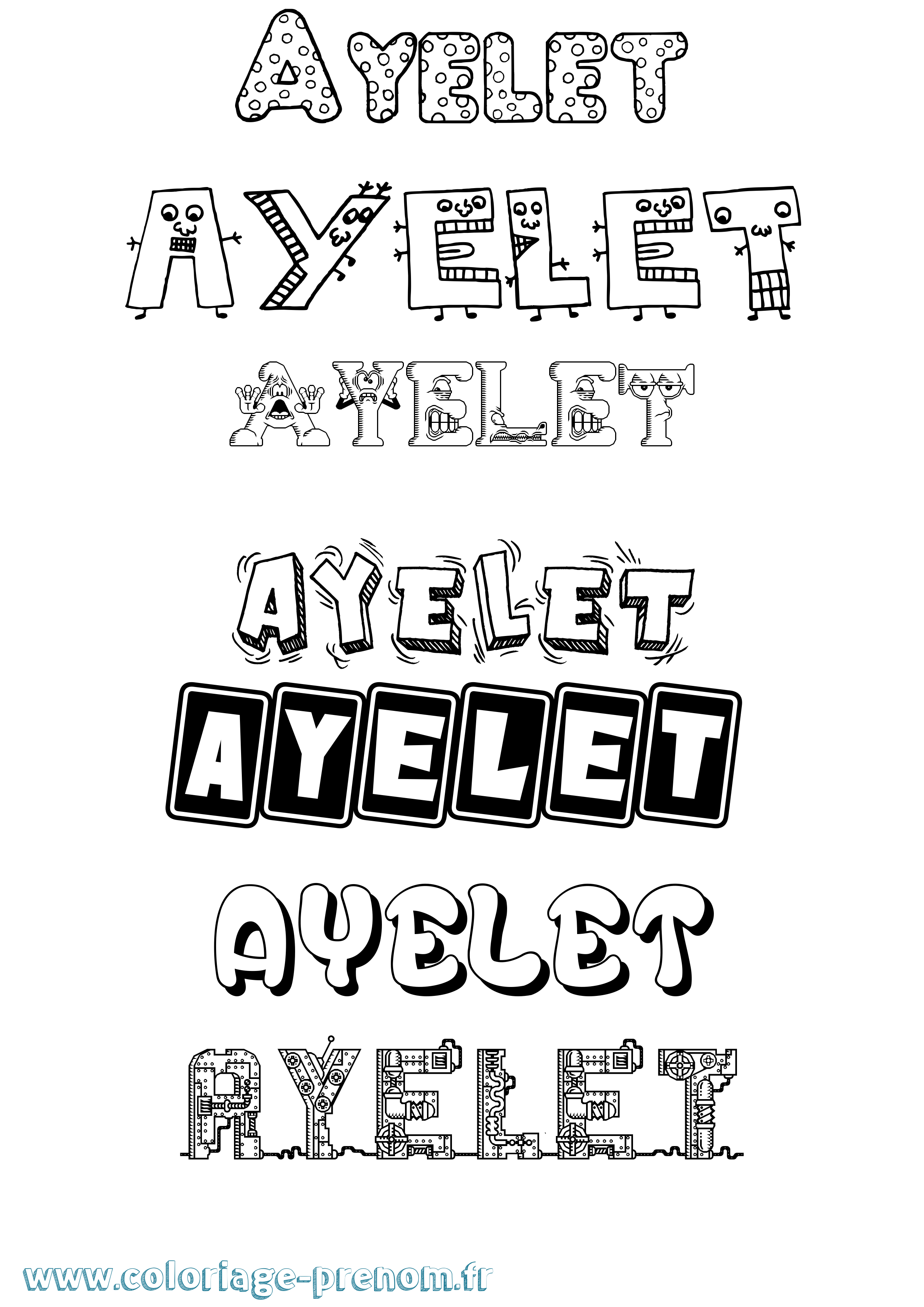 Coloriage Ayelet Fun Coloriage prénom Ayelet Fun