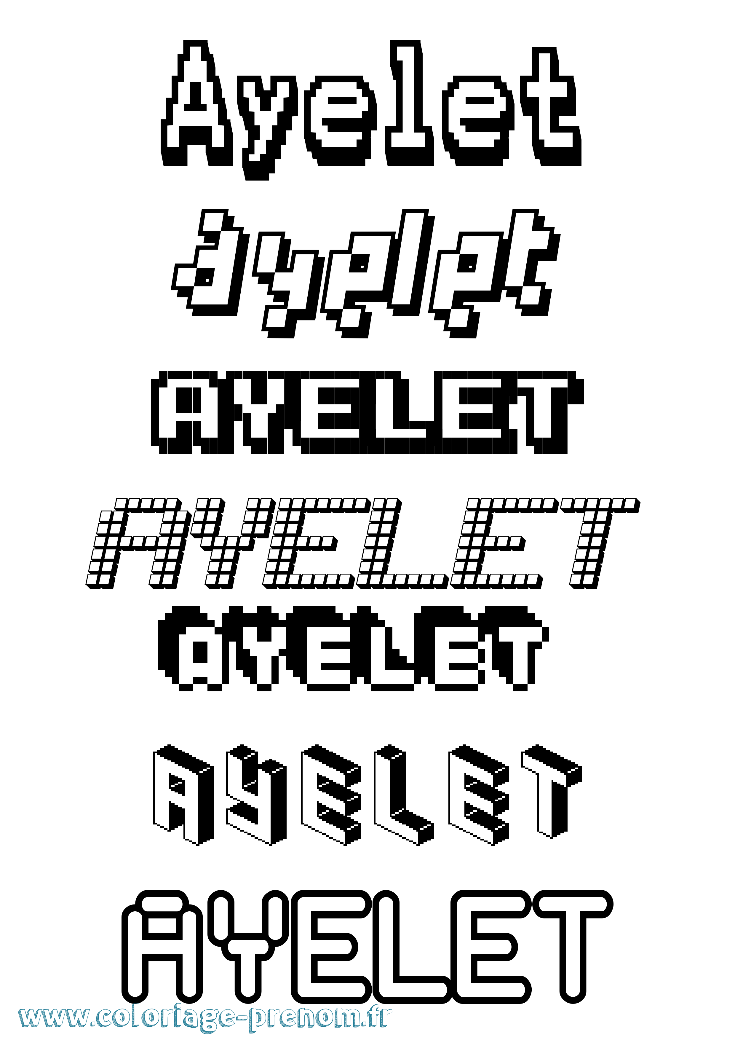 Coloriage Ayelet Pixel Coloriage prénom Ayelet Pixel