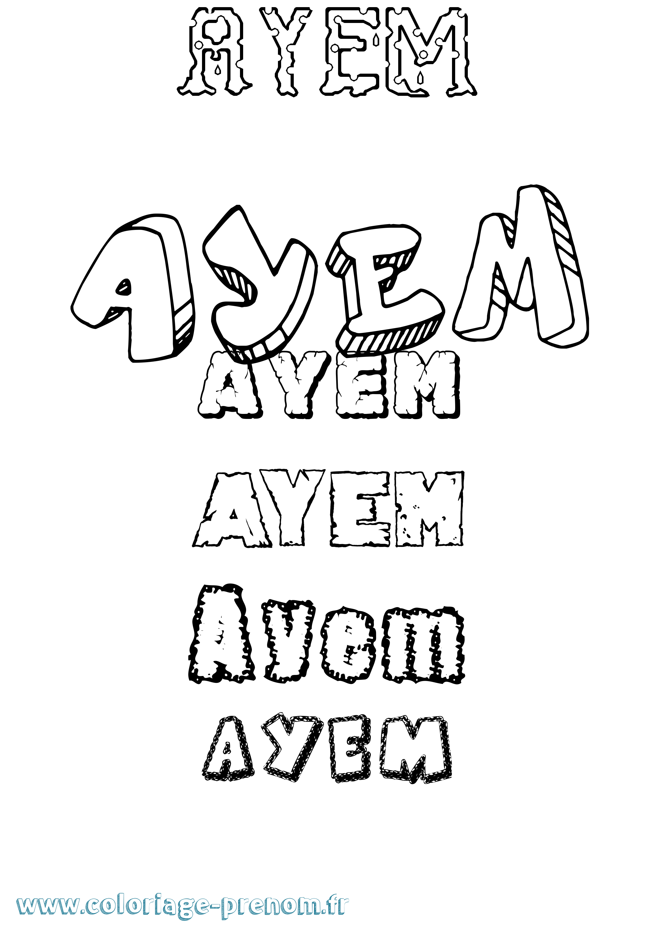 Coloriage Ayem Destructuré Coloriage prénom Ayem Destructuré