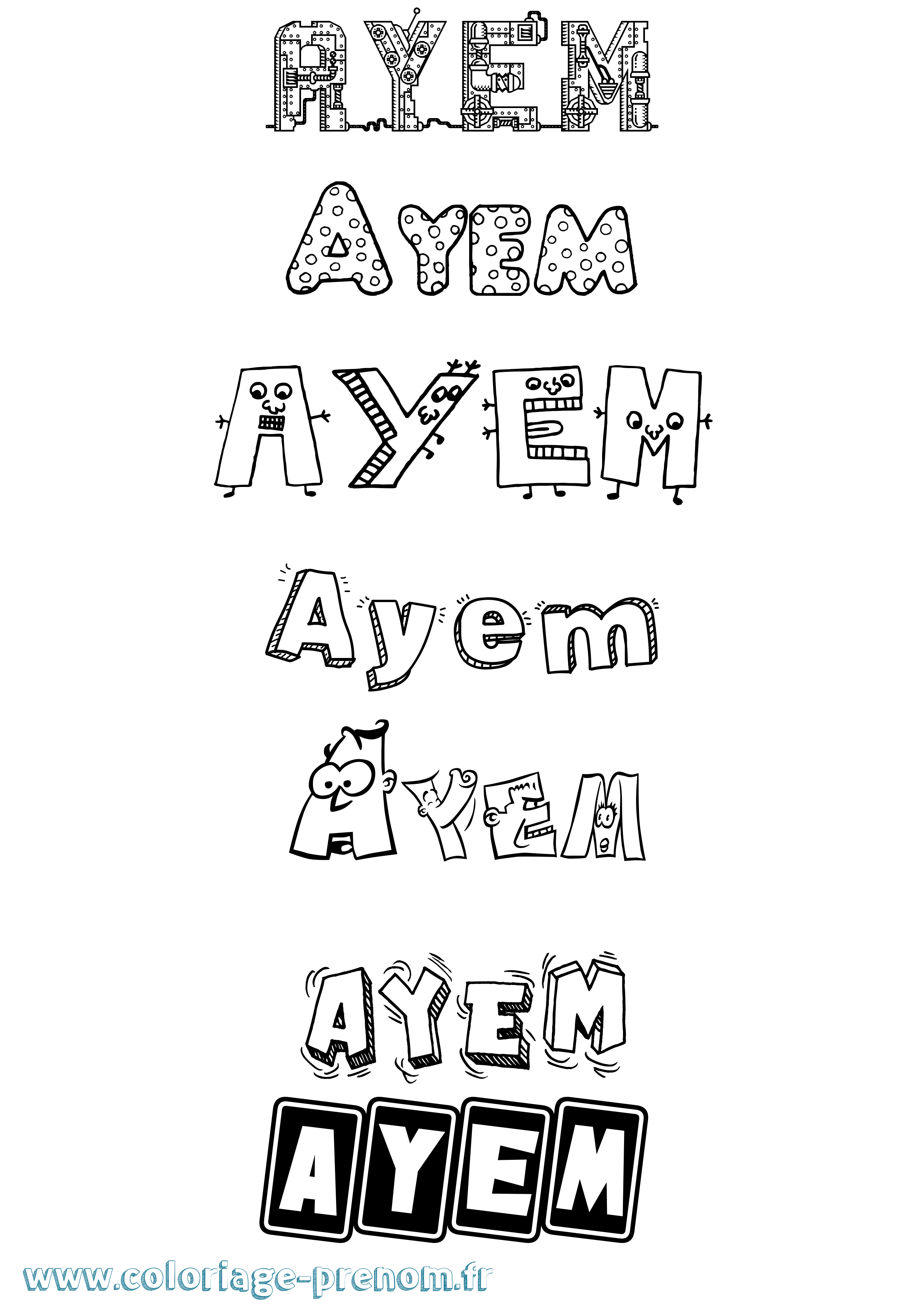 Coloriage Ayem Fun Coloriage prénom Ayem Fun