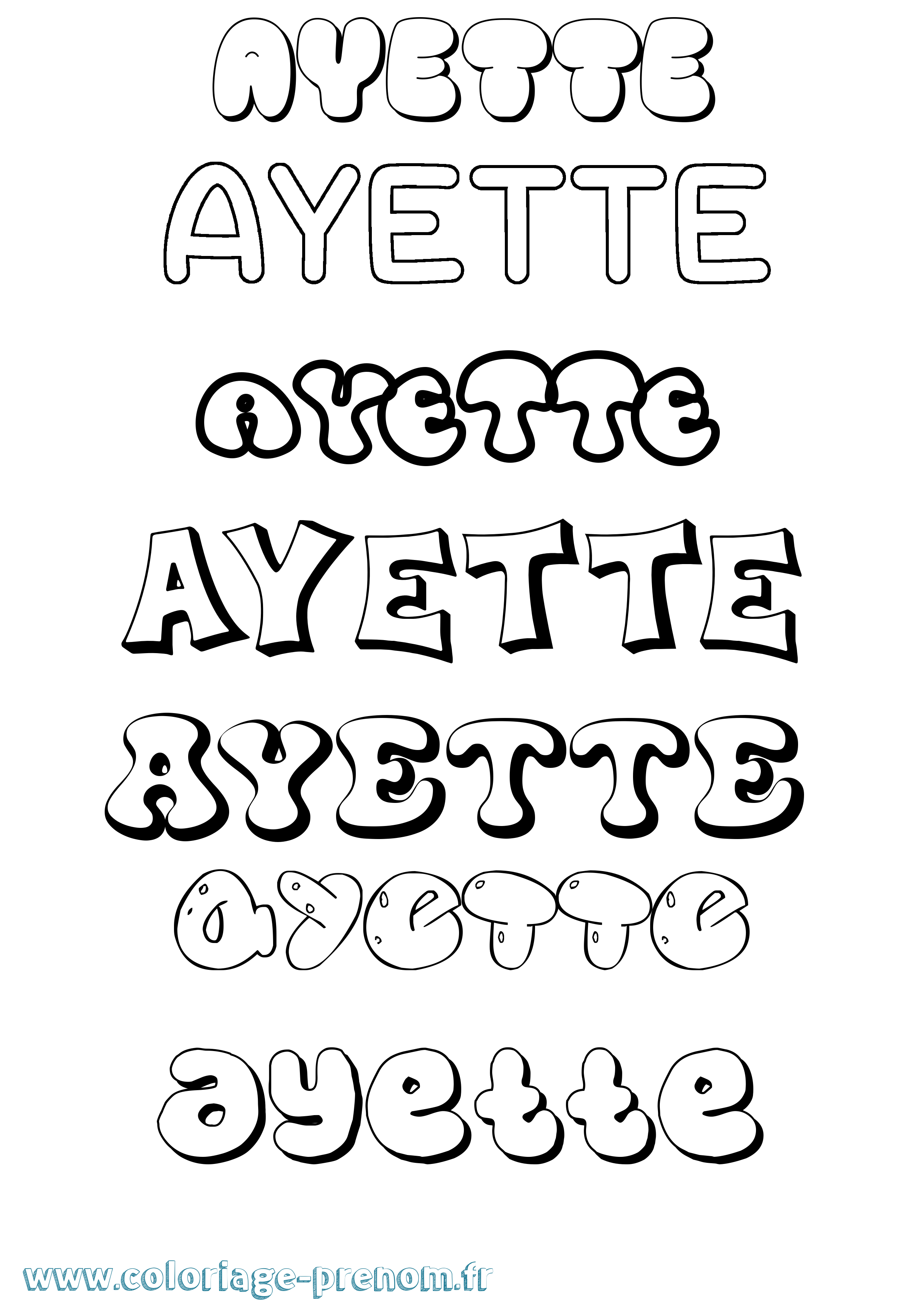 Coloriage Ayette Bubble Coloriage prénom Ayette Bubble