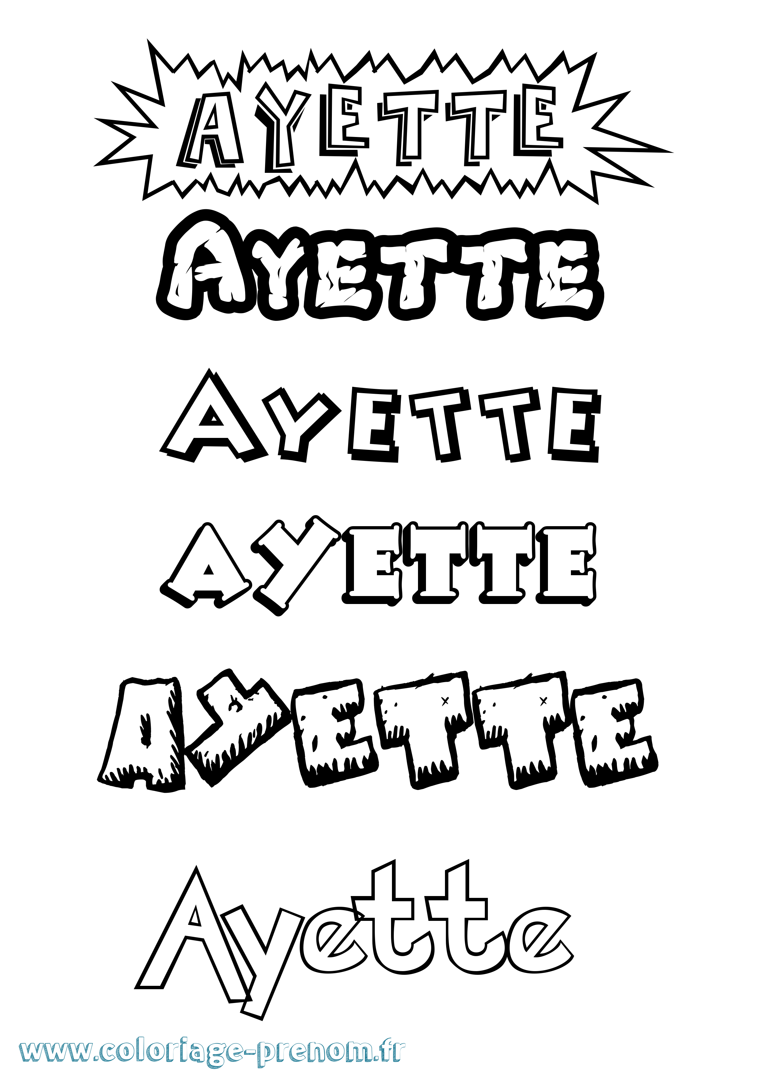 Coloriage Ayette Dessin Animé Coloriage prénom Ayette Dessin Animé