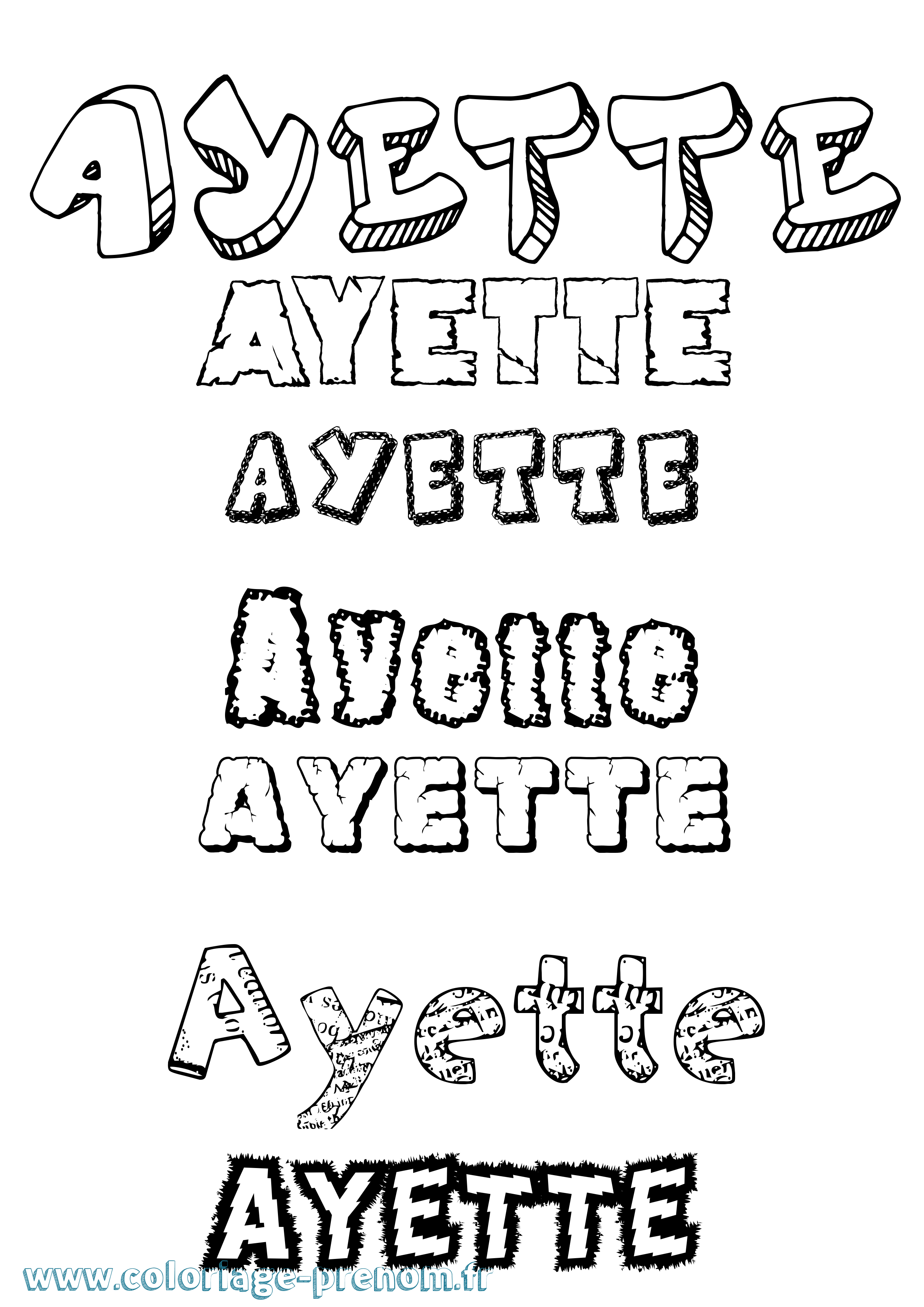 Coloriage Ayette Destructuré Coloriage prénom Ayette Destructuré