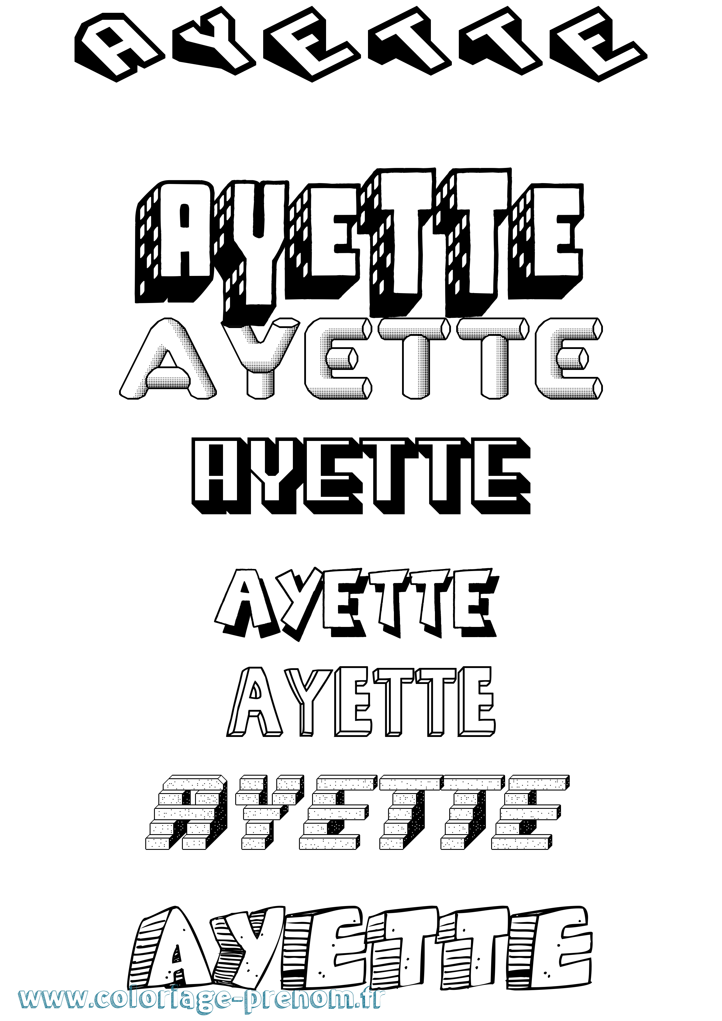 Coloriage Ayette Effet 3D Coloriage prénom Ayette Effet 3D