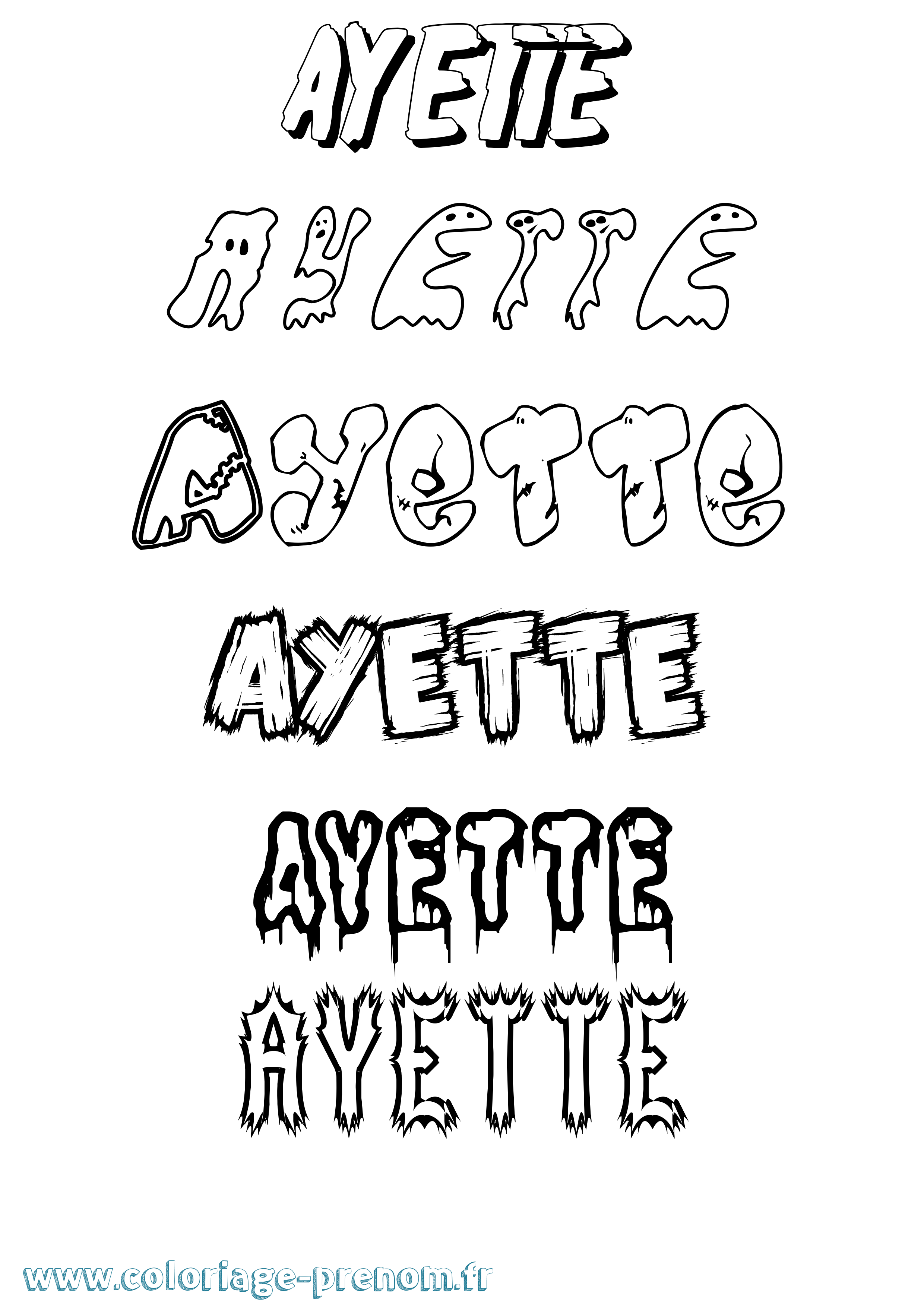 Coloriage Ayette Frisson Coloriage prénom Ayette Frisson
