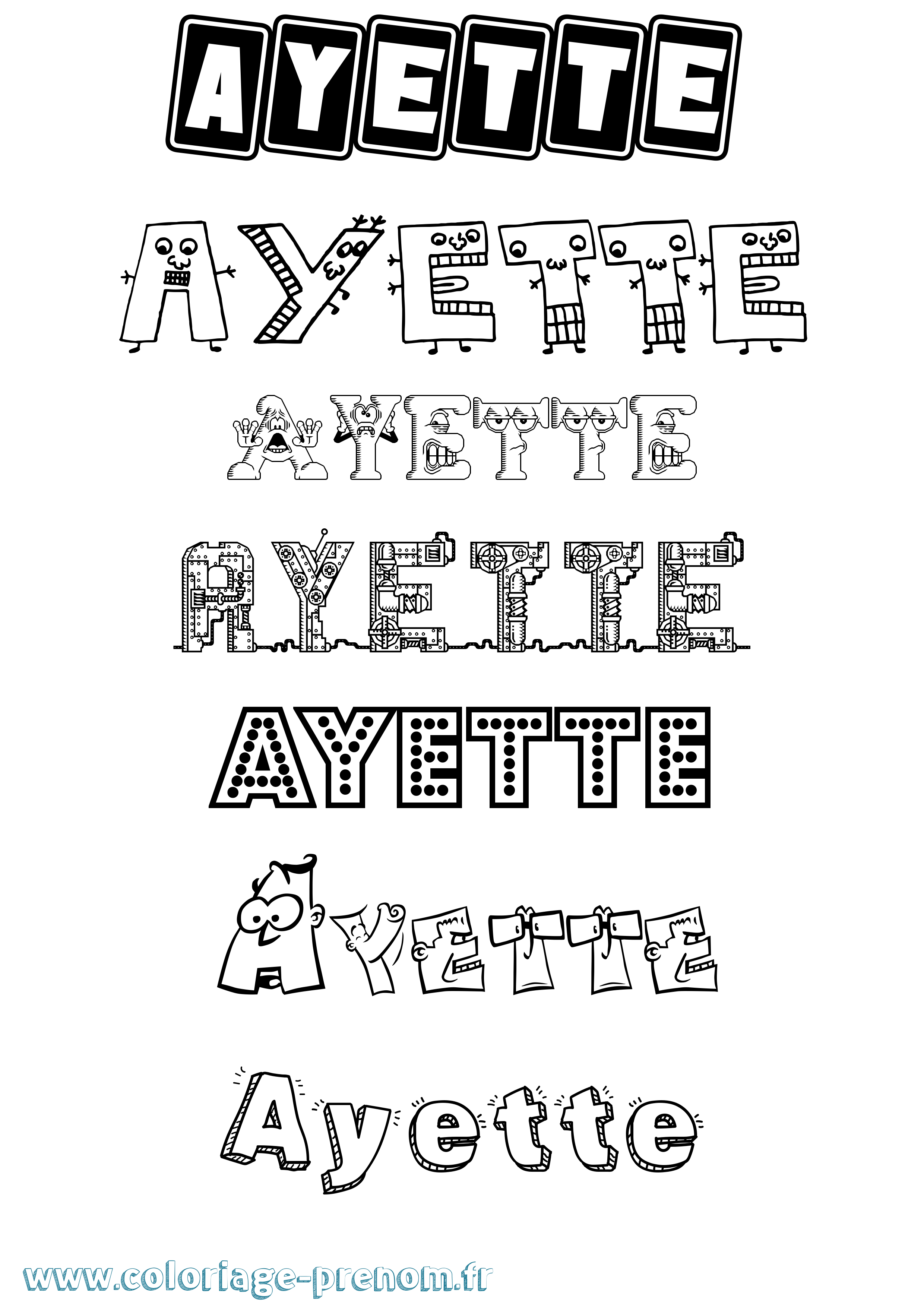 Coloriage Ayette Fun Coloriage prénom Ayette Fun