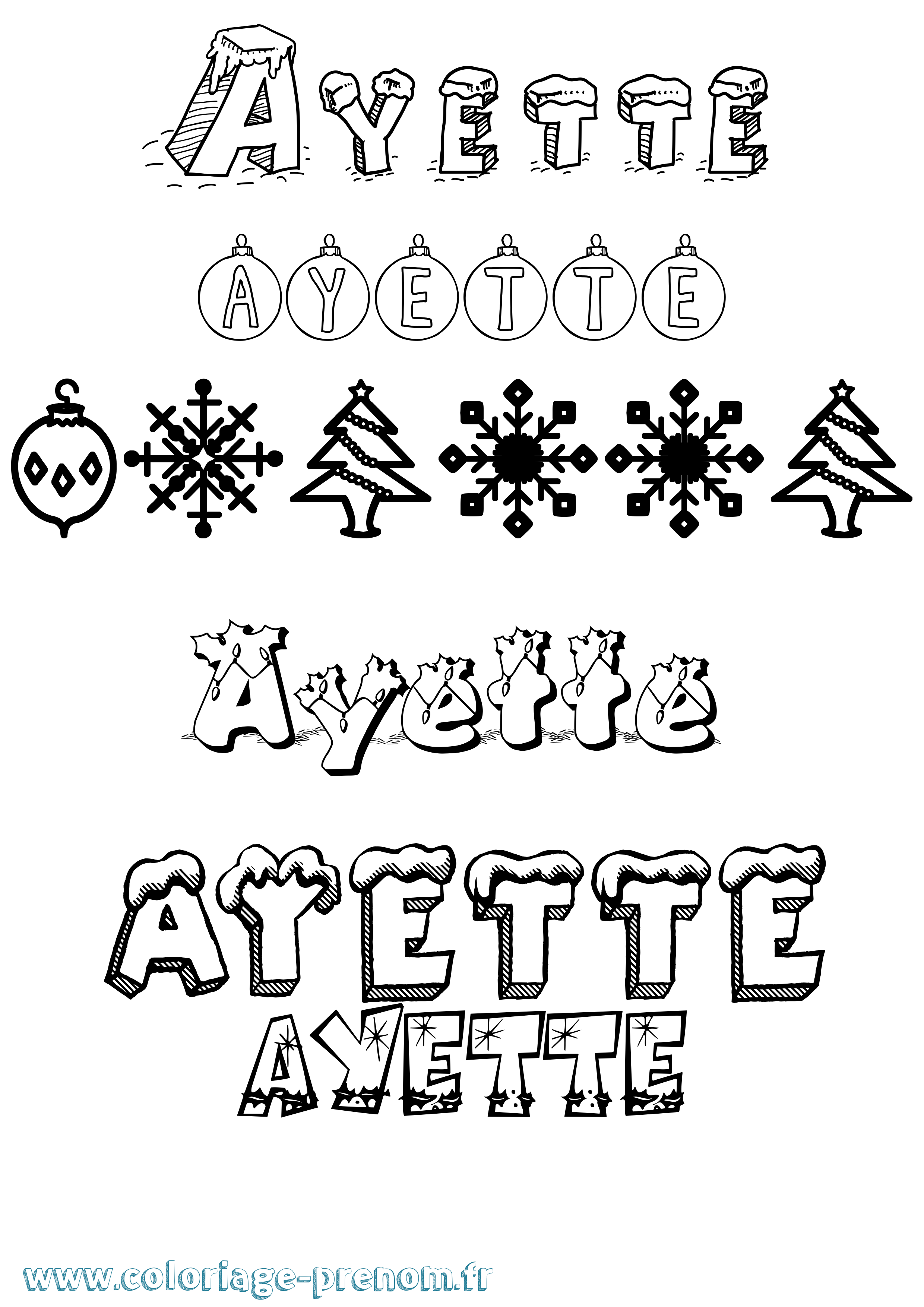 Coloriage Ayette Noël Coloriage prénom Ayette Noël
