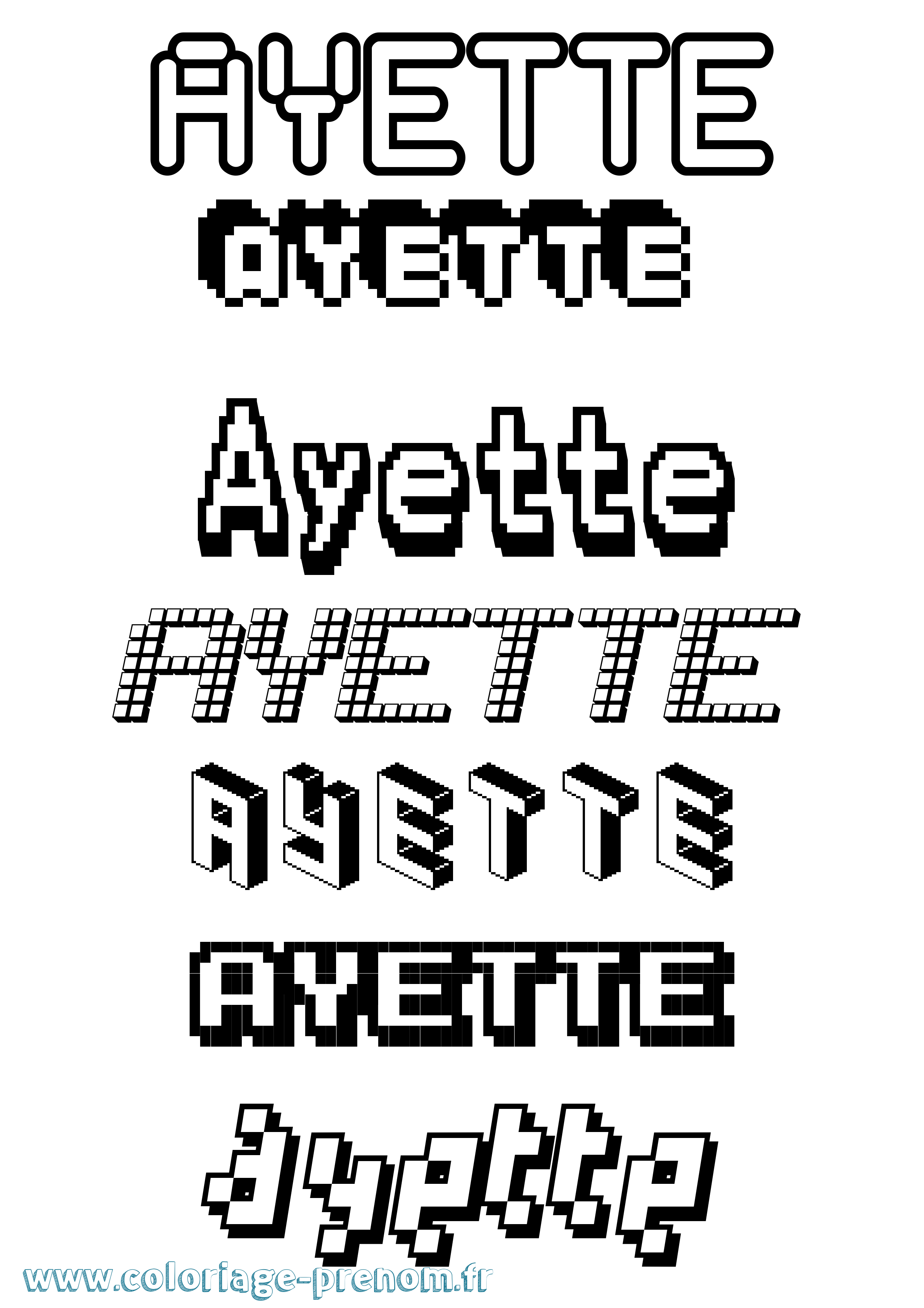 Coloriage Ayette Pixel Coloriage prénom Ayette Pixel