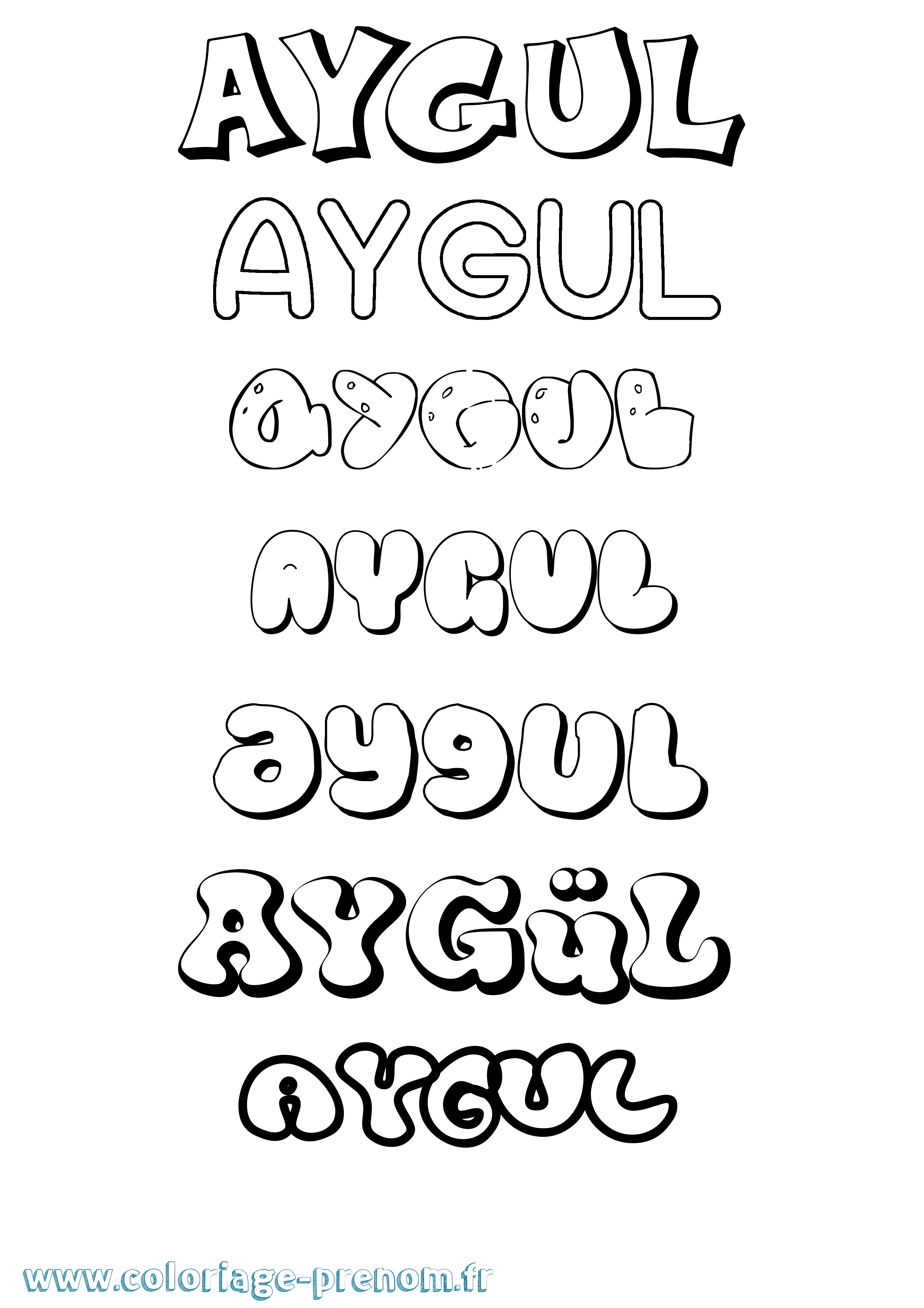 Coloriage Aygül Bubble Coloriage prénom Aygül Bubble