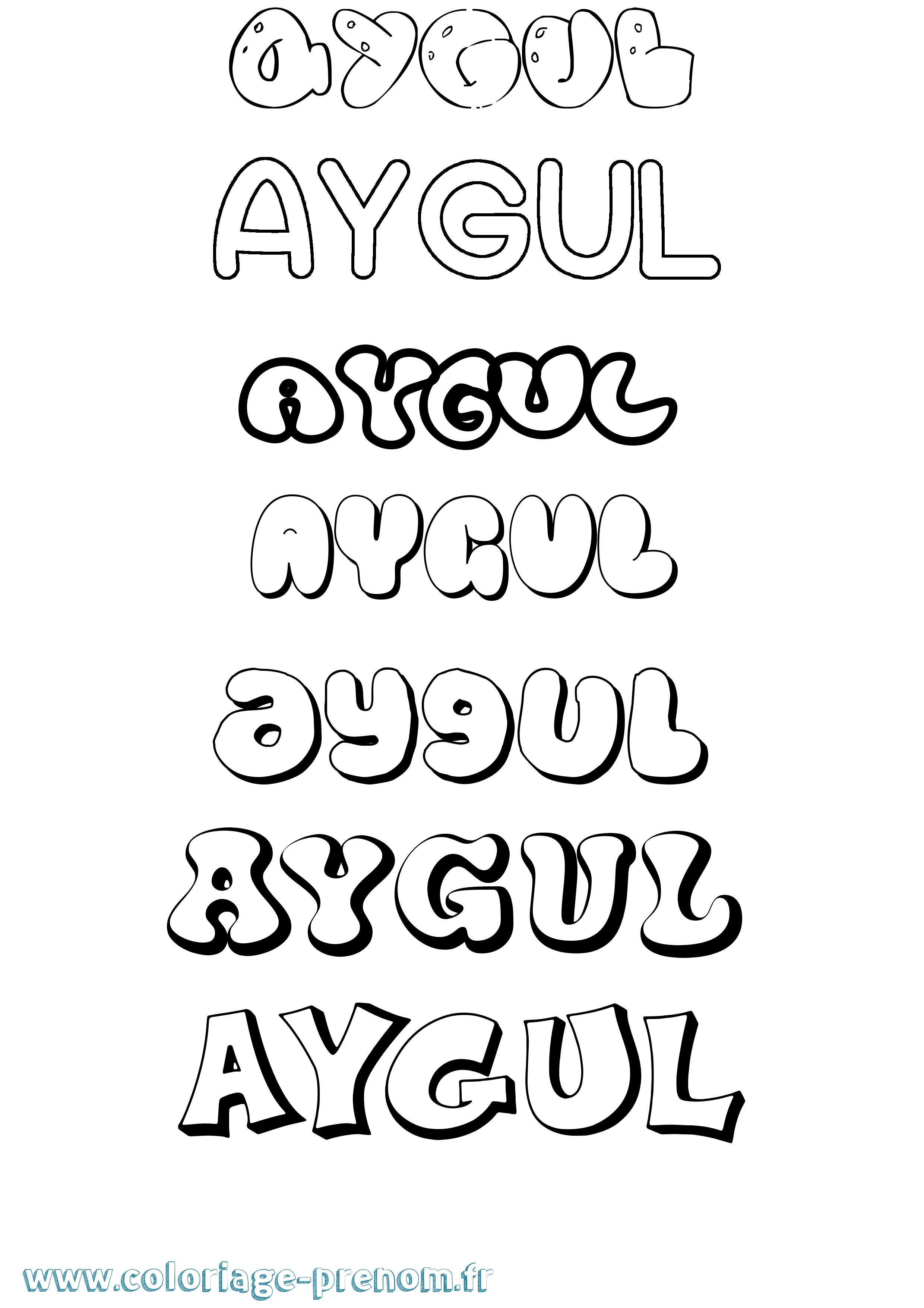 Coloriage Aygul Bubble Coloriage prénom Aygul Bubble