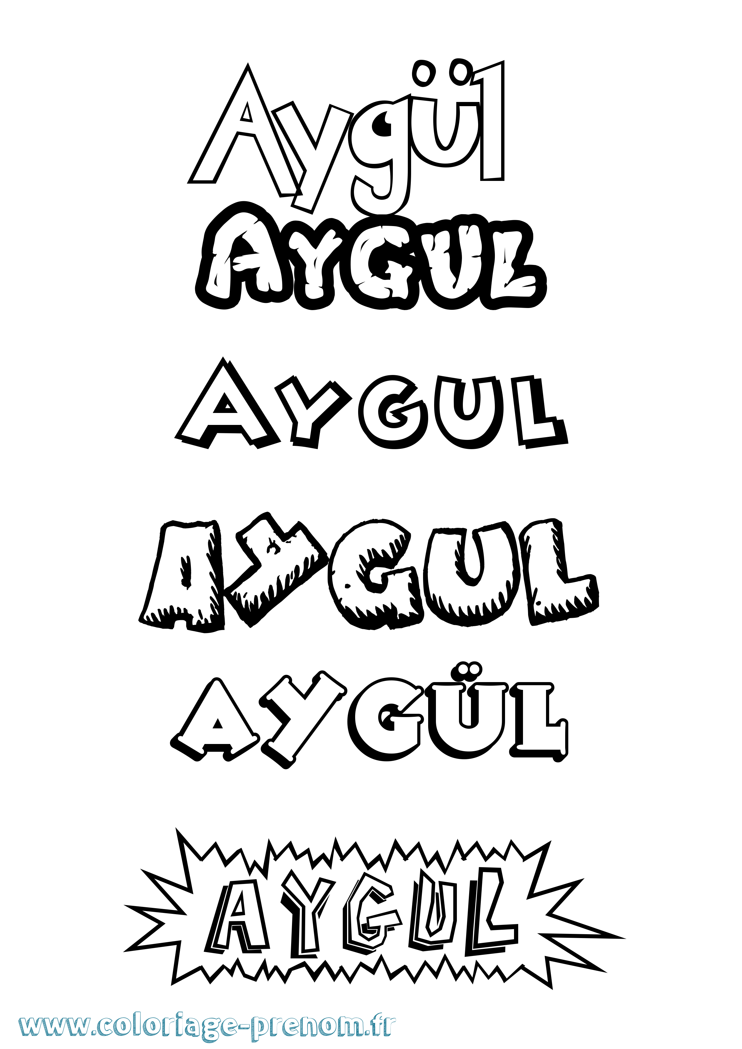 Coloriage Aygül Dessin Animé Coloriage prénom Aygül Dessin Animé