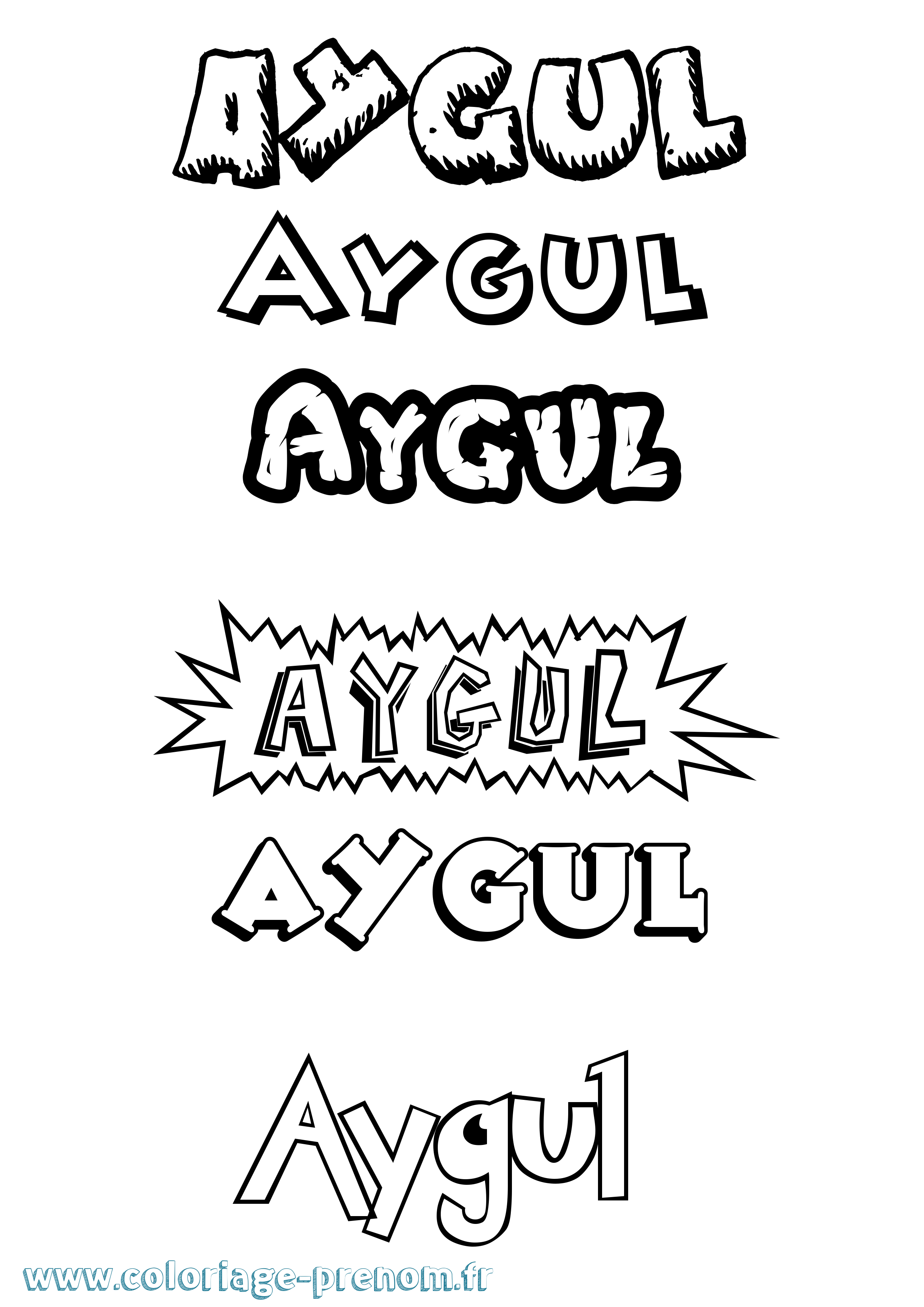 Coloriage Aygul Dessin Animé Coloriage prénom Aygul Dessin Animé