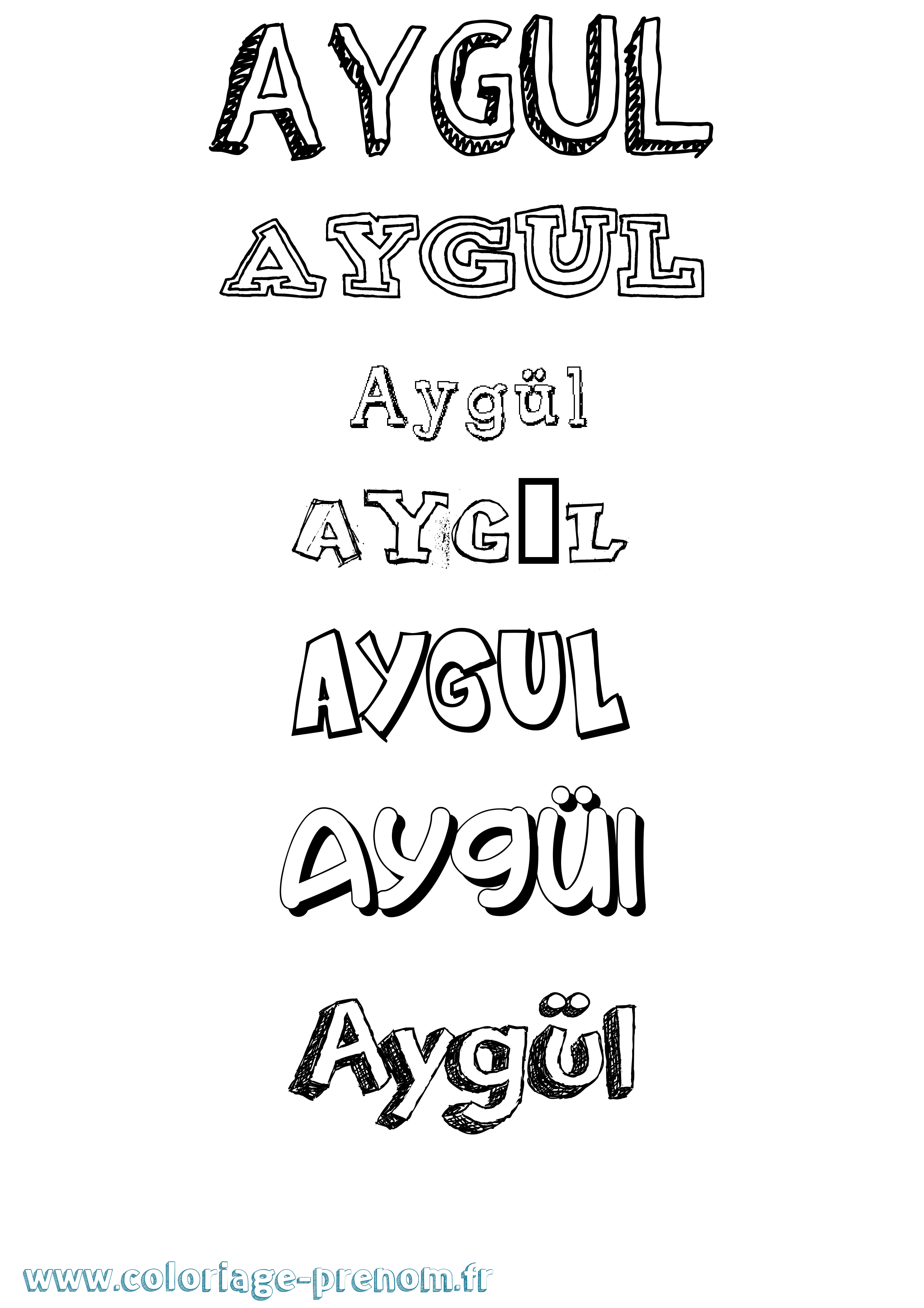 Coloriage Aygül Dessiné Coloriage prénom Aygül Dessiné