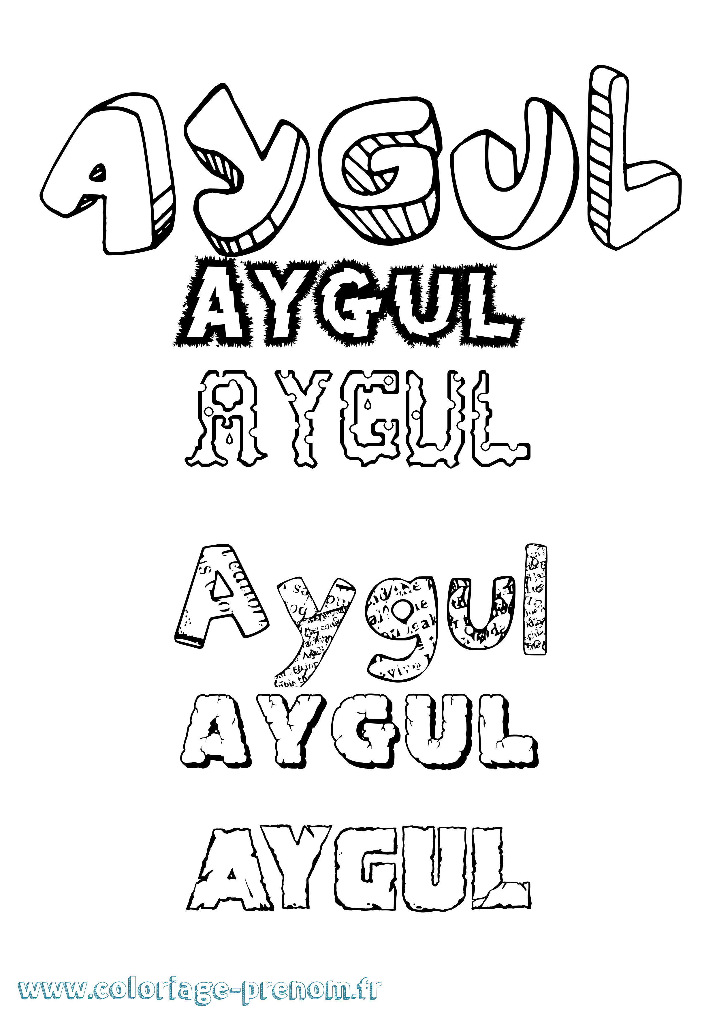 Coloriage Aygul Destructuré Coloriage prénom Aygul Destructuré