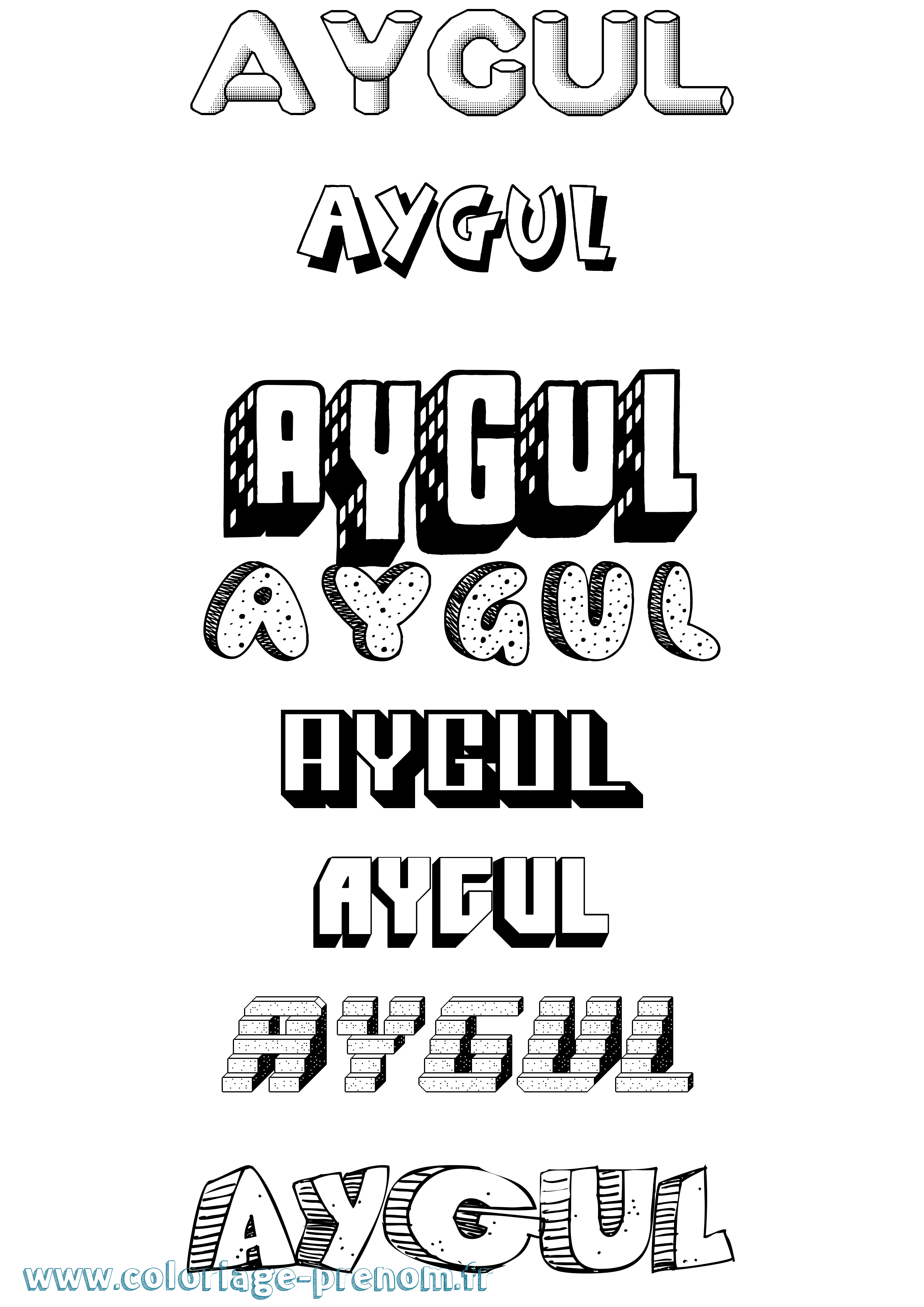 Coloriage Aygul Effet 3D Coloriage prénom Aygul Effet 3D